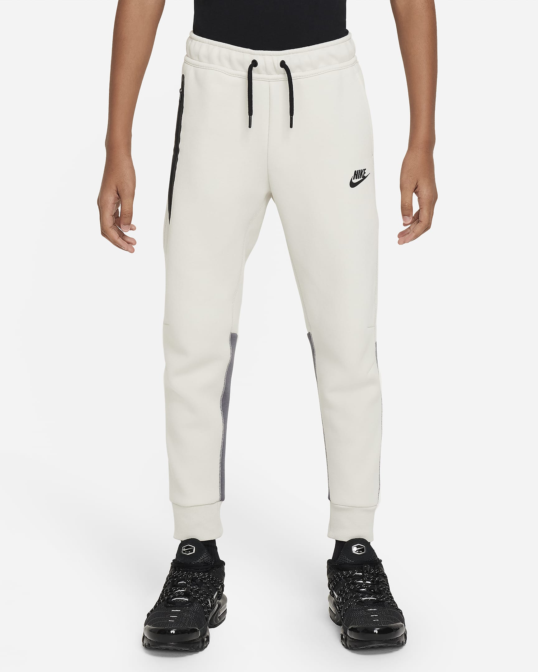 Spodnie dla dużych dzieci (chłopców) Nike Sportswear Tech Fleece - Light Bone/Dark Grey/Czerń/Light British Tan