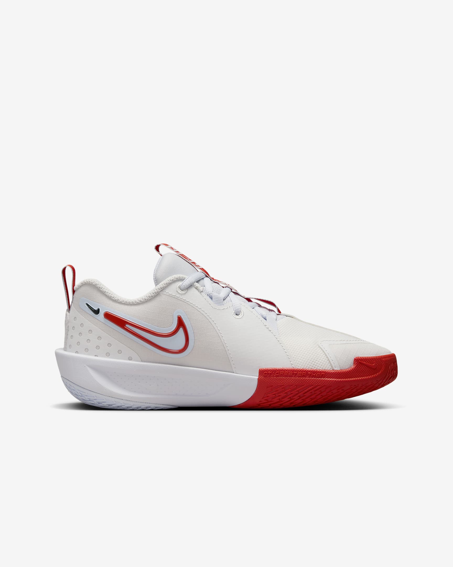 Tenis de básquetbol para niños grandes Nike G.T. Cut 3 - Blanco cumbre/Gris fútbol/Plata metalizado/Rojo picante