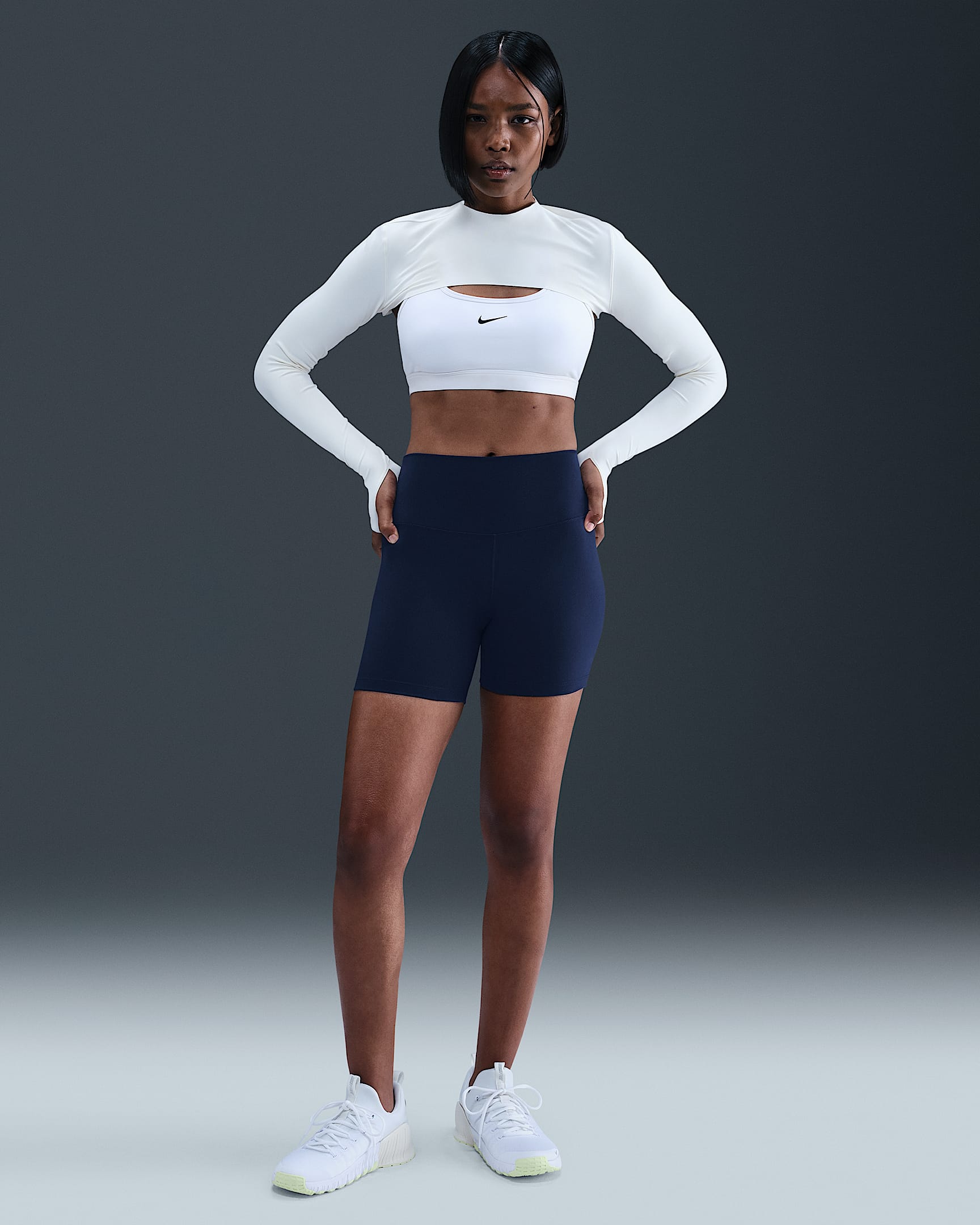 Nike One Women's High-Waisted 5" Biker Shorts - Midnight Navy/White