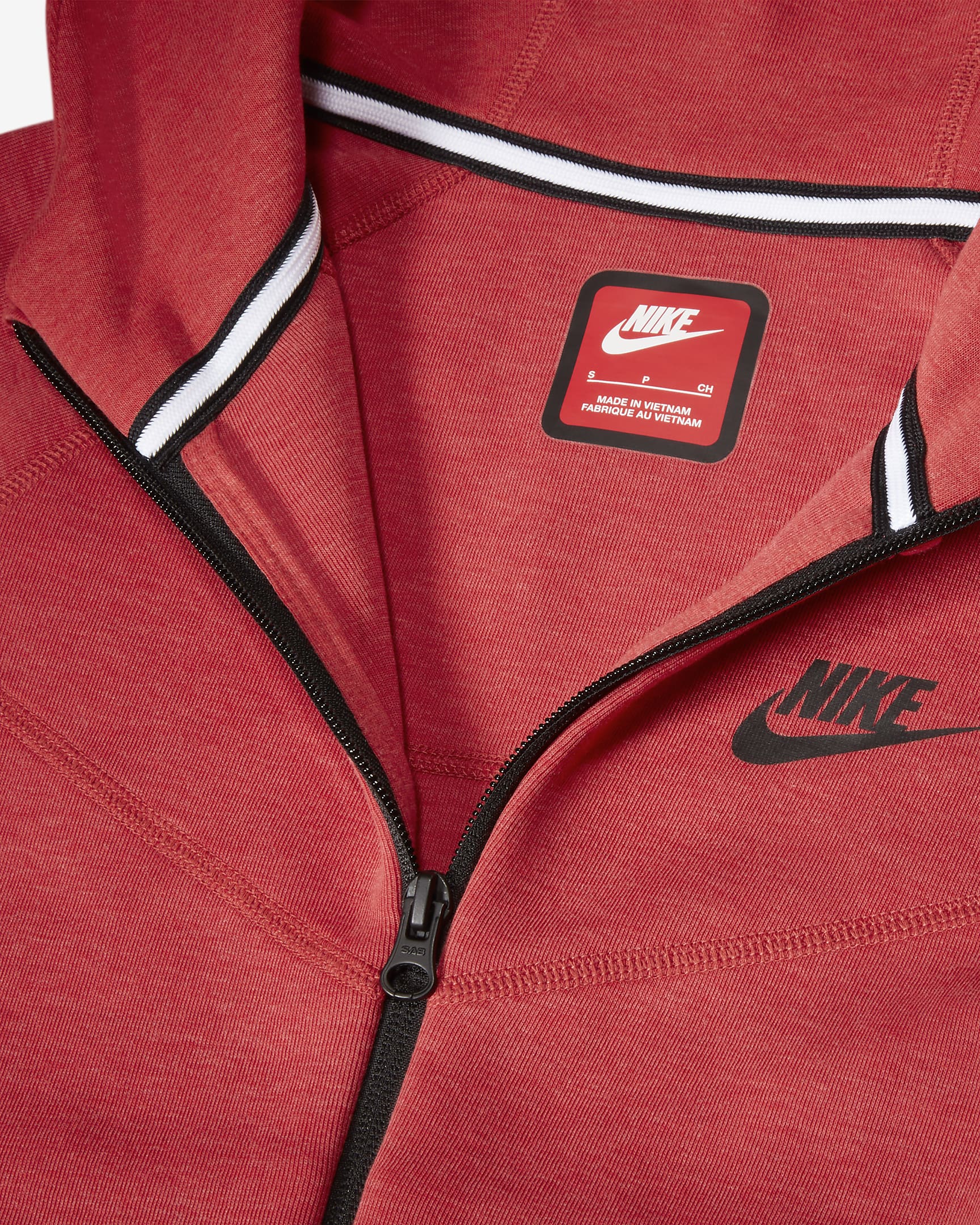 Nike Sportswear Tech Fleece Kapuzenjacke für ältere Kinder (Jungen) - Light University Red Heather/Schwarz/Schwarz