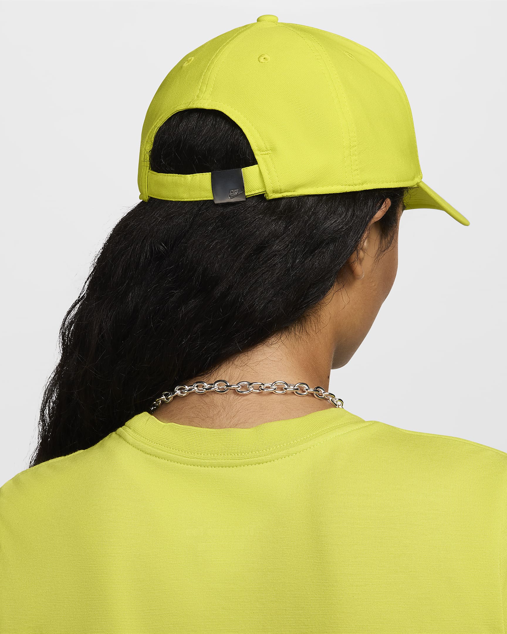 Nike Dri-FIT Club Structured Metal Logo Cap - Bright Cactus/Metallic Silver