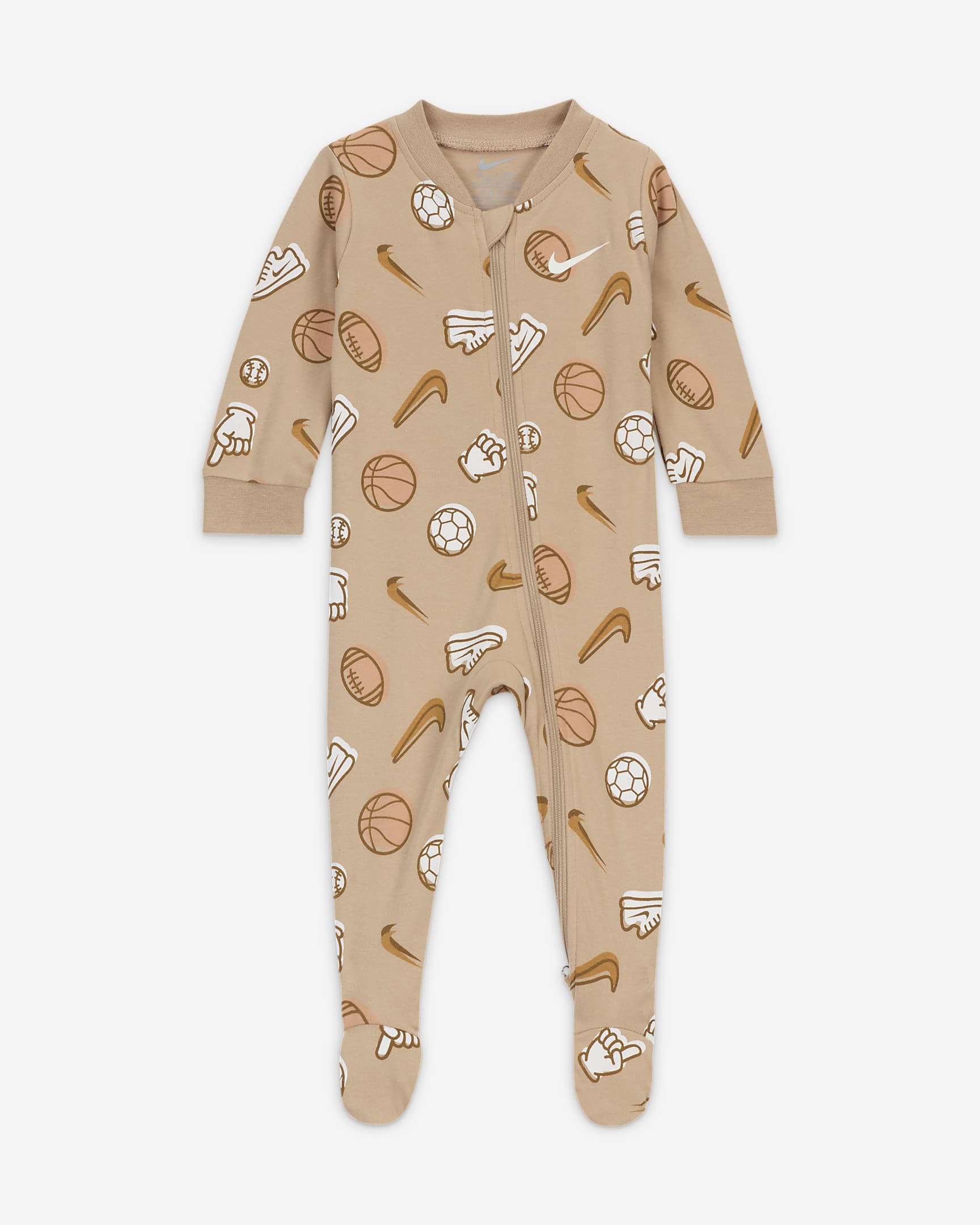 Nike Everyone From Day One Baby (0-9M) Sportball Footed Coverall - Hemp