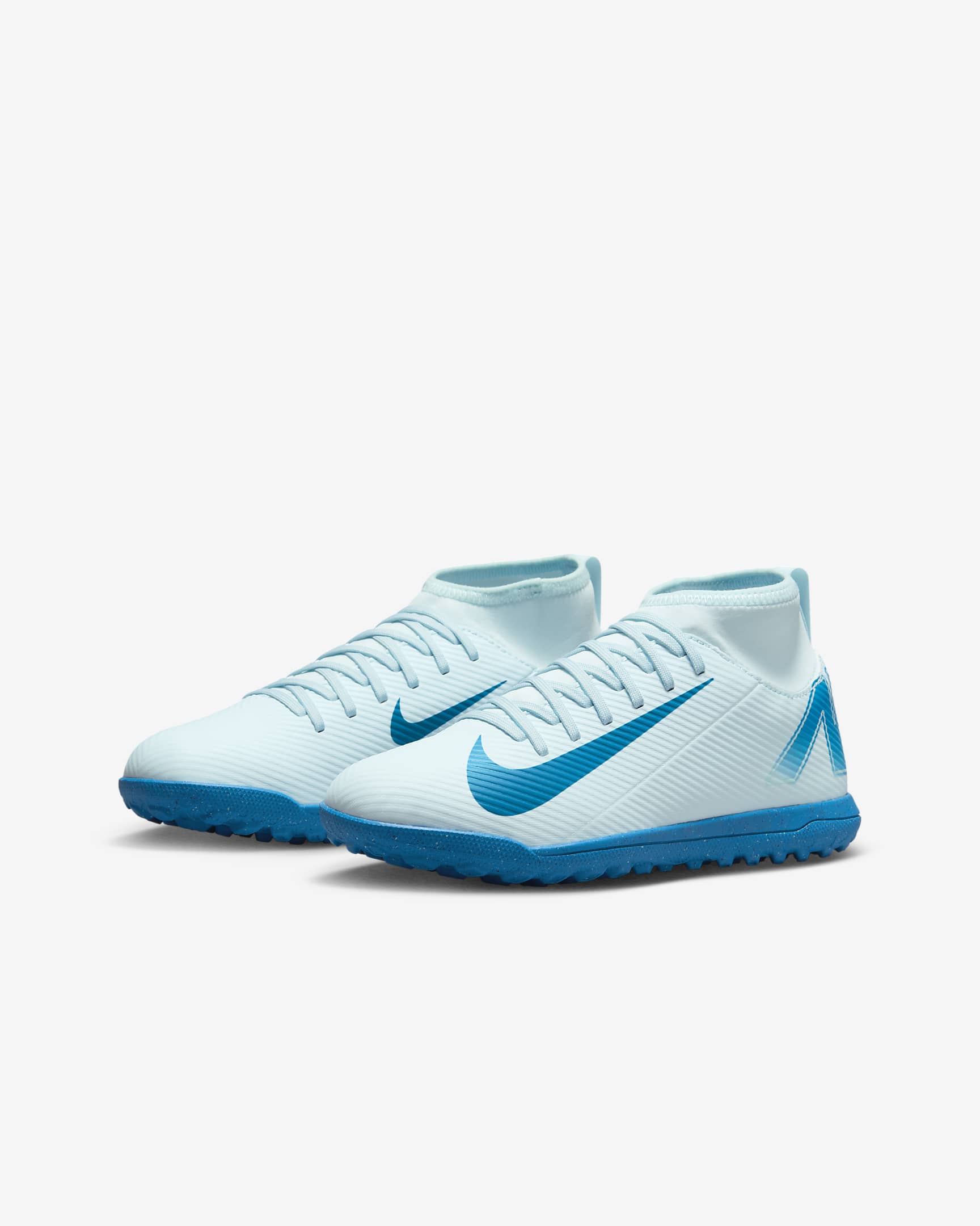 รองเท้าฟุตบอลหุ้มข้อสูงเด็กเล็ก/เด็กโต TF Nike Jr. Mercurial Superfly 10 Club - Glacier Blue/Blue Orbit