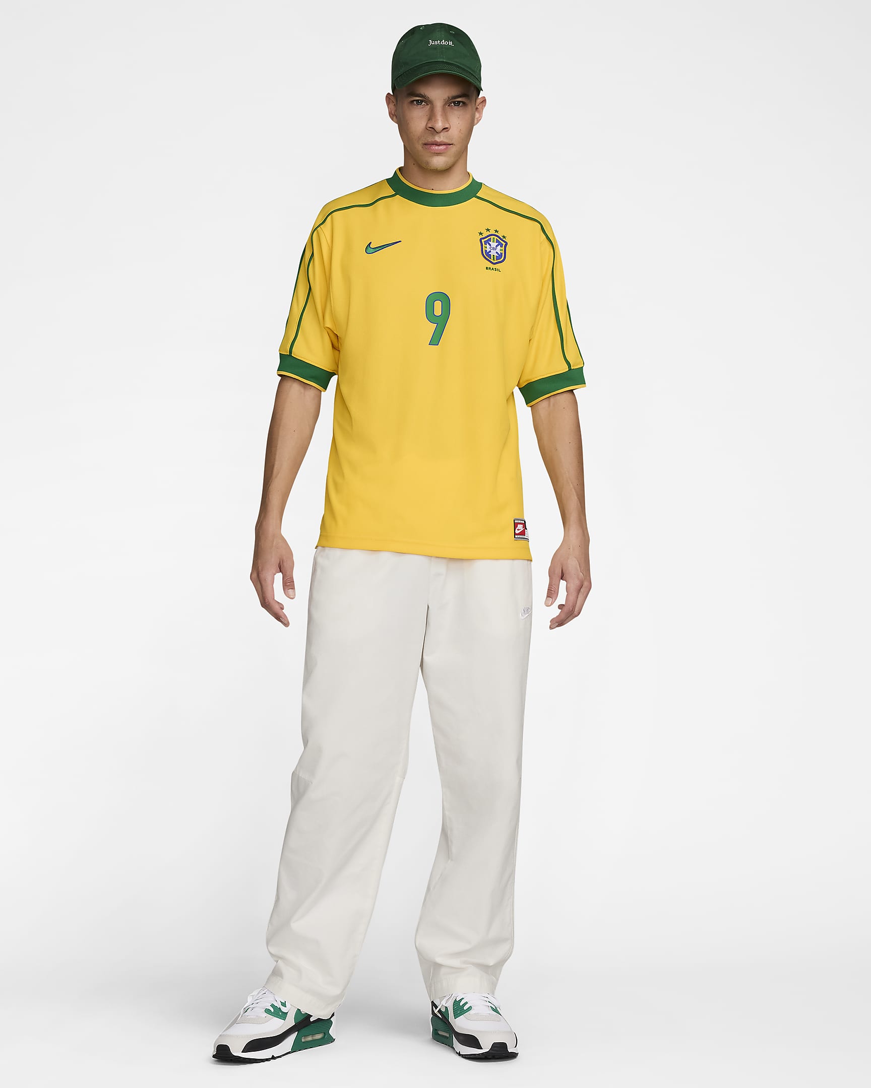 Brazil 1998 Reissue Men's Nike Football Replica Shirt - Varsity Maize/Pine Green/Lucky Green