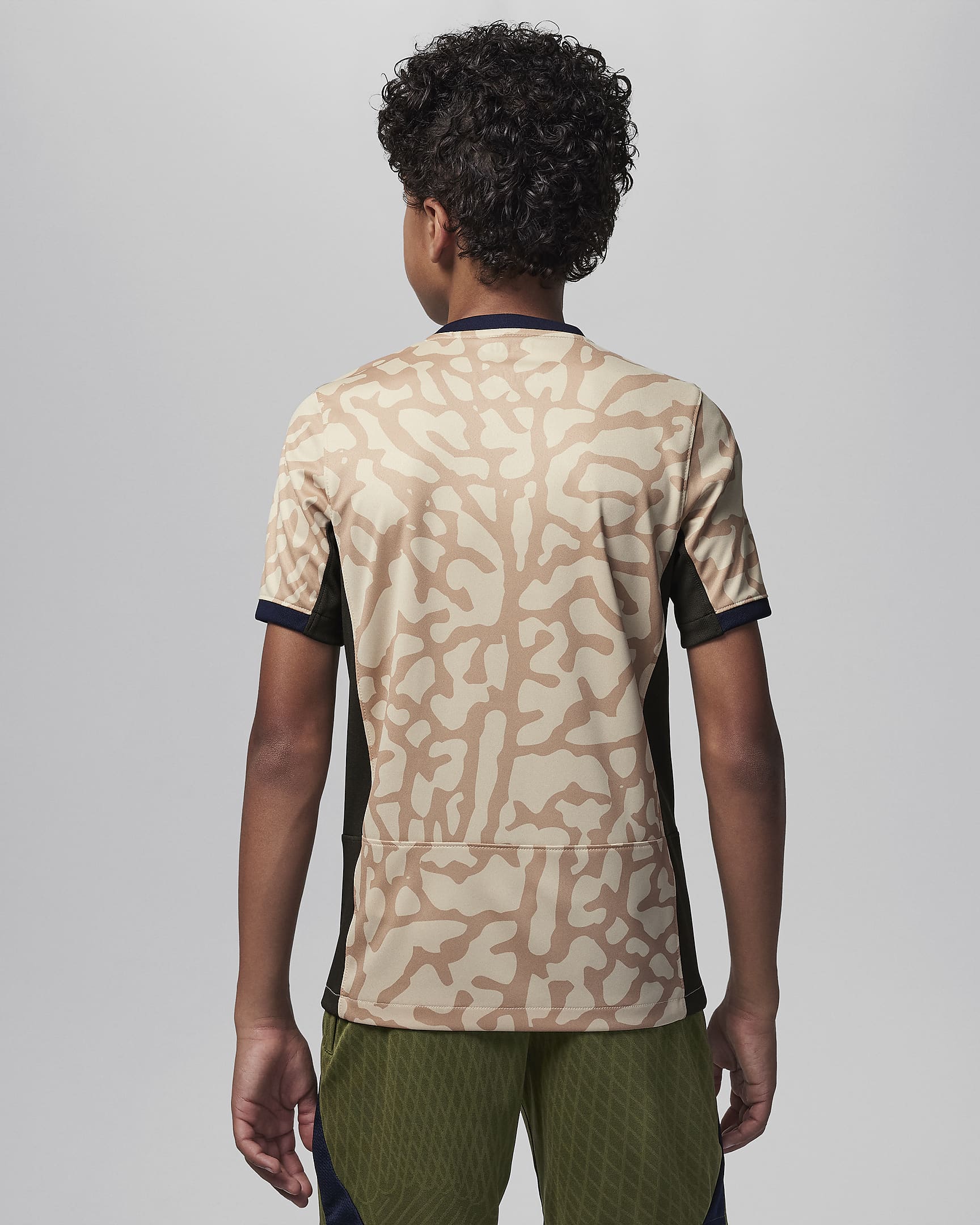 Camisola de futebol de réplica Jordan Dri-FIT do quarto equipamento Stadium Paris Saint-Germain 2023/24 Júnior - Hemp/Obsidian/Sequoia/Verde Rough