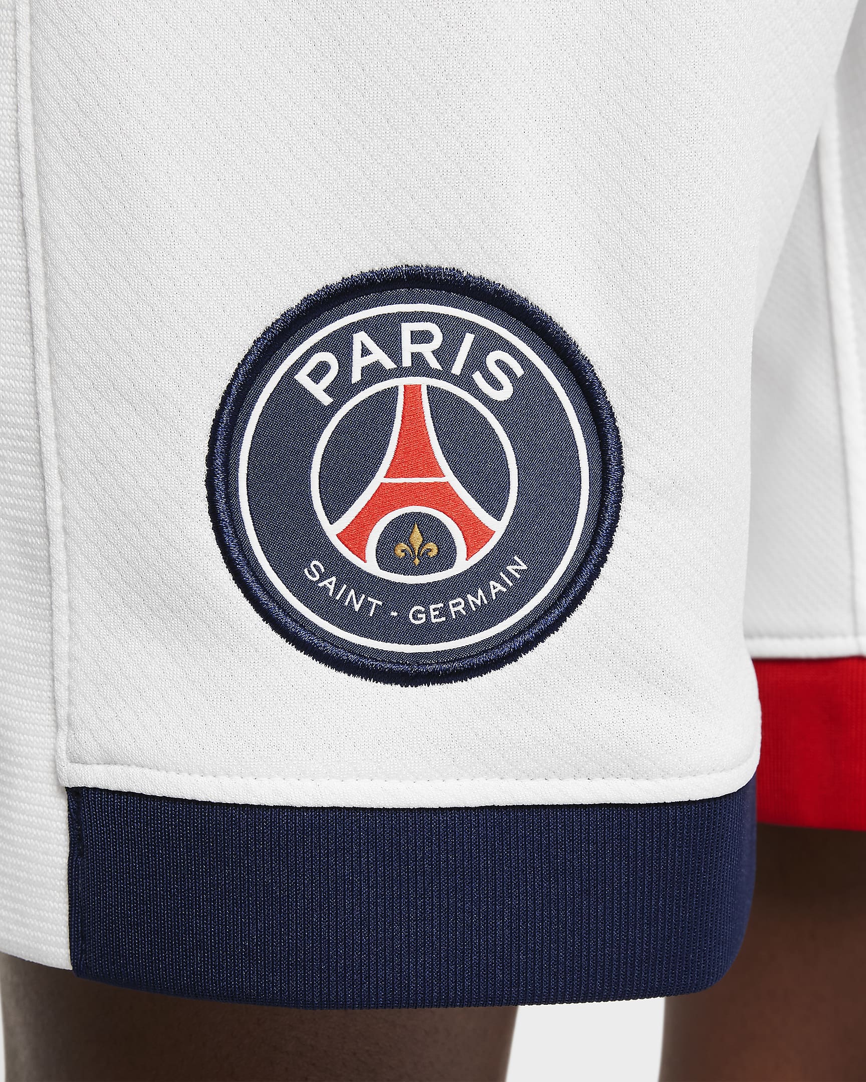 Short de foot Replica Nike Dri-FIT Paris Saint-Germain 2024/25 Stadium Extérieur pour ado - Blanc/University Red/Midnight Navy/Midnight Navy