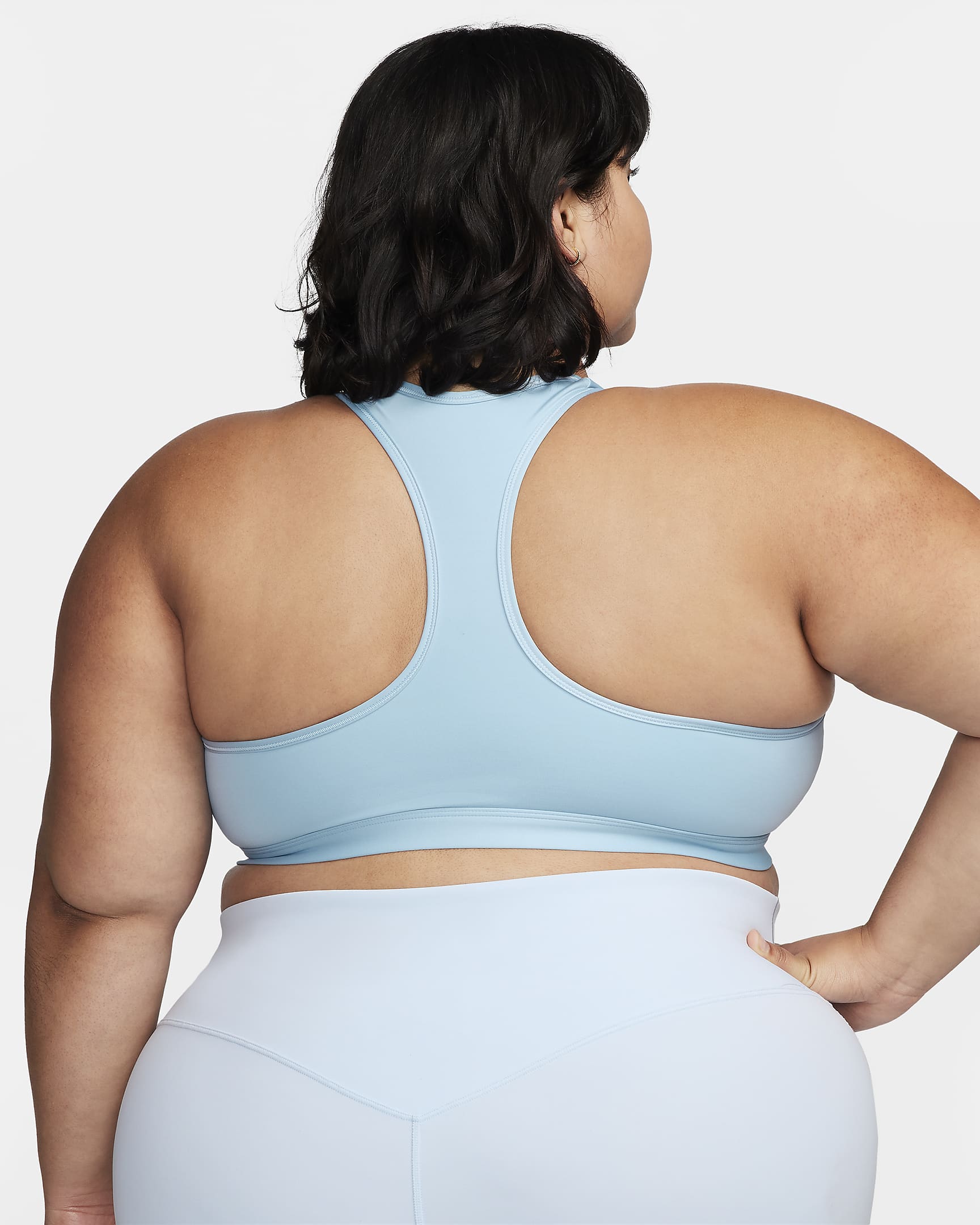 Nike Swoosh Medium-Support Women's Padded Sports Bra (Plus Size) - Light Armoury Blue/White