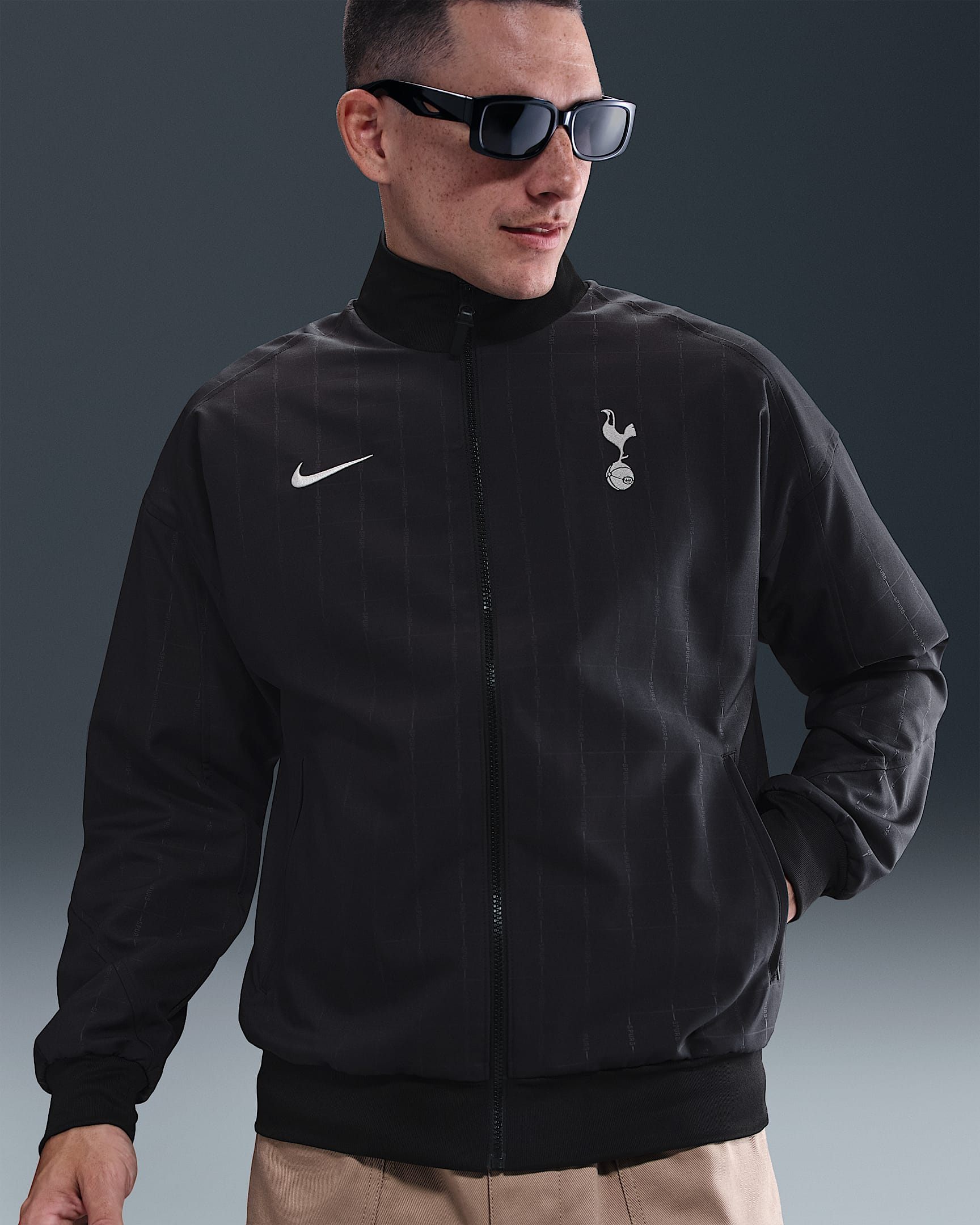 Tottenham Hotspur Strike Away Men's Nike Dri-FIT Football Anthem Jacket - Black/Light Iron Ore