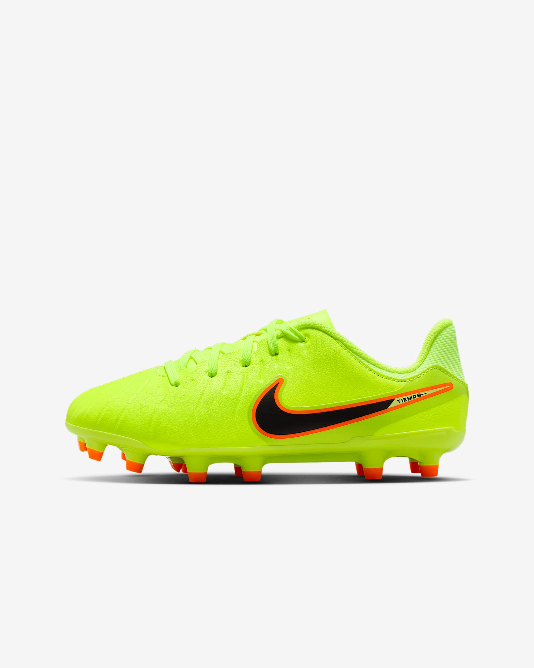 Nike Jr. Tiempo Legend 10 Academy low-top voetbalschoenen voor kleuters/kids (meerdere ondergronden) - Volt/Zwart
