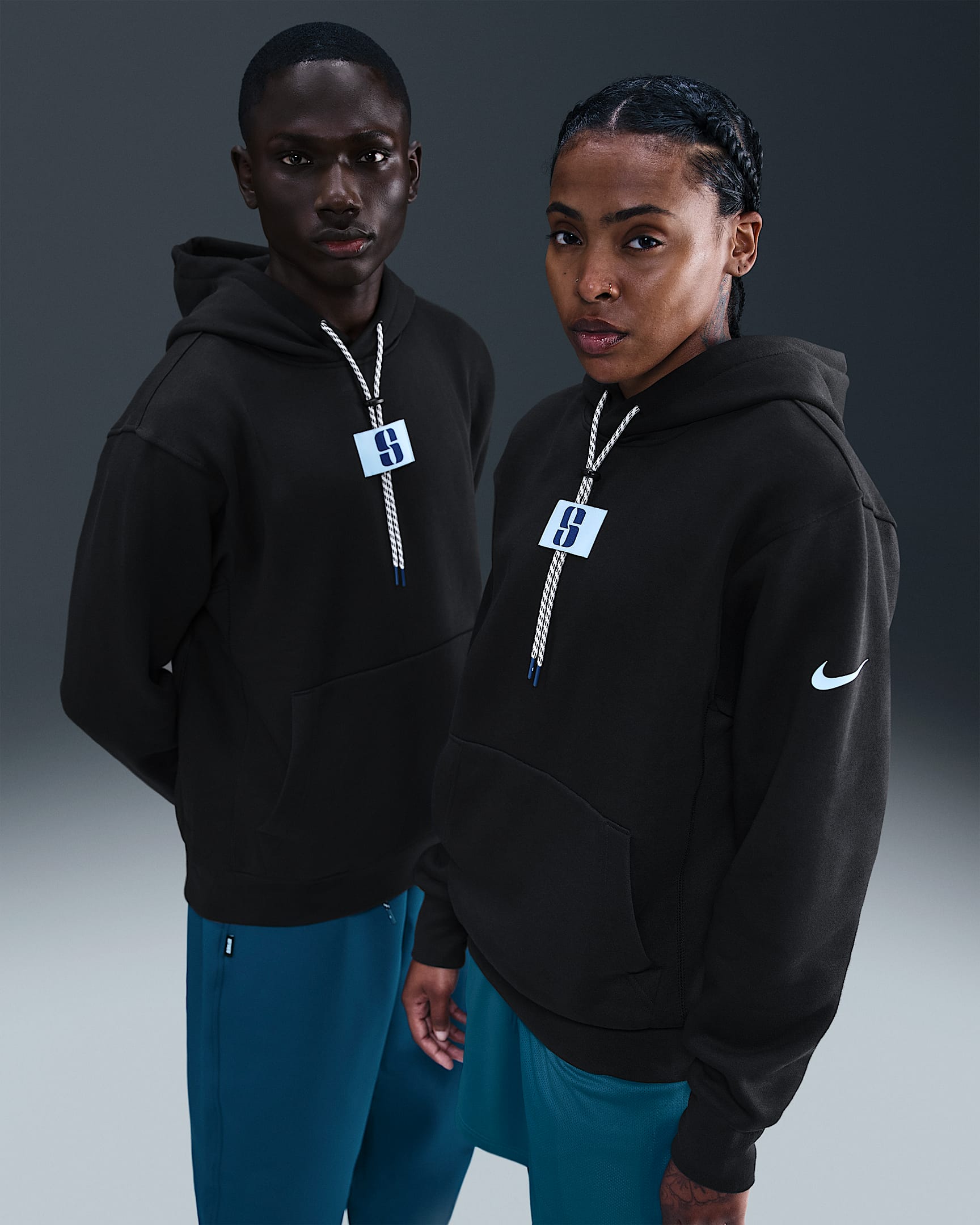 Sabrina Fleece Basketball Hoodie - Black/Glacier Blue/Blue Force/Glacier Blue