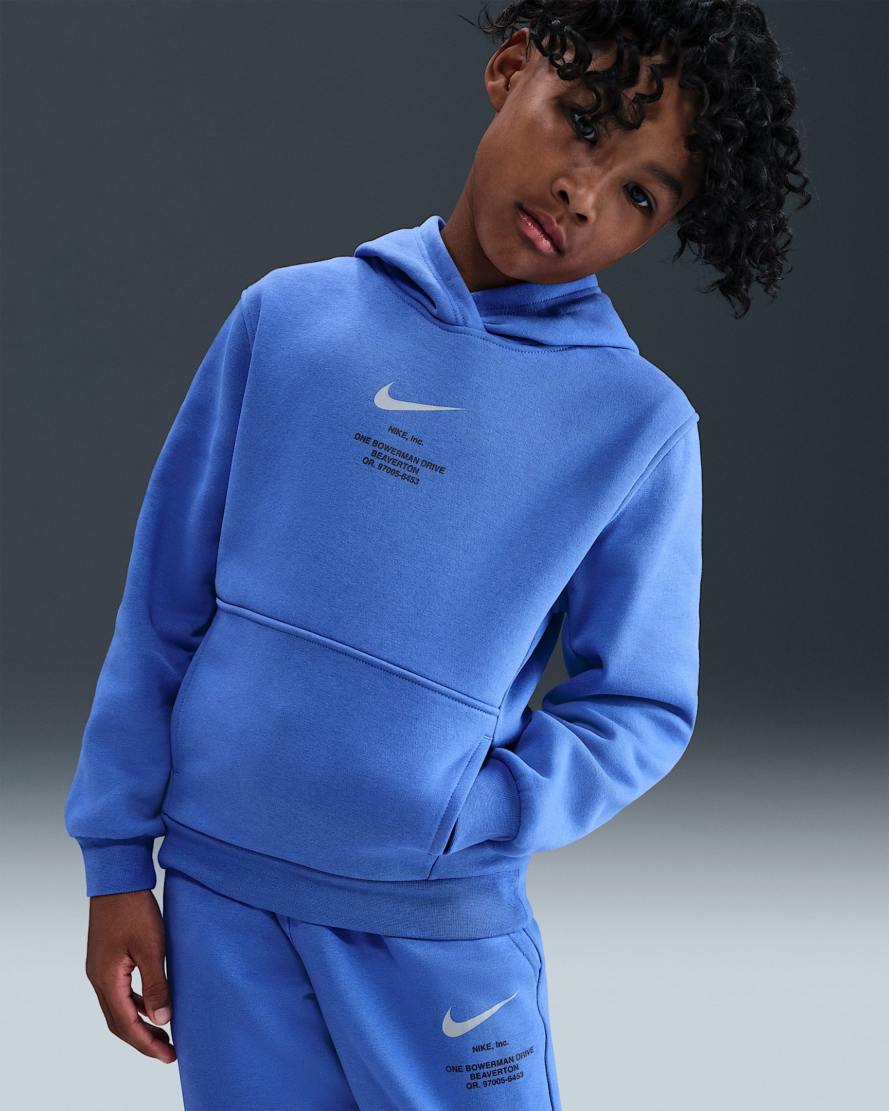 Sweat à capuche Nike Sportswear Club Fleece pour Garçon plus âgé - Comet Blue/Light Smoke Grey