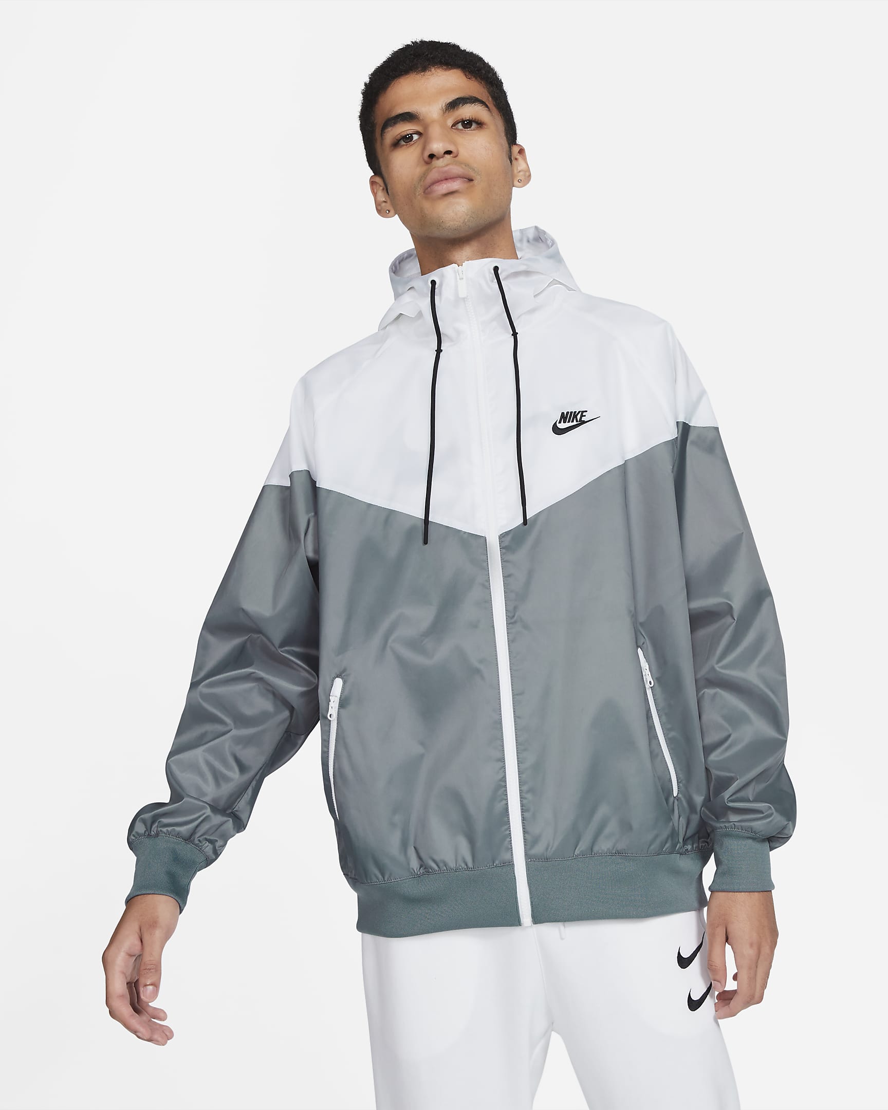 Nike Sportswear Windrunner Chaqueta con capucha - Hombre - Smoke Grey/Blanco/Smoke Grey/Negro