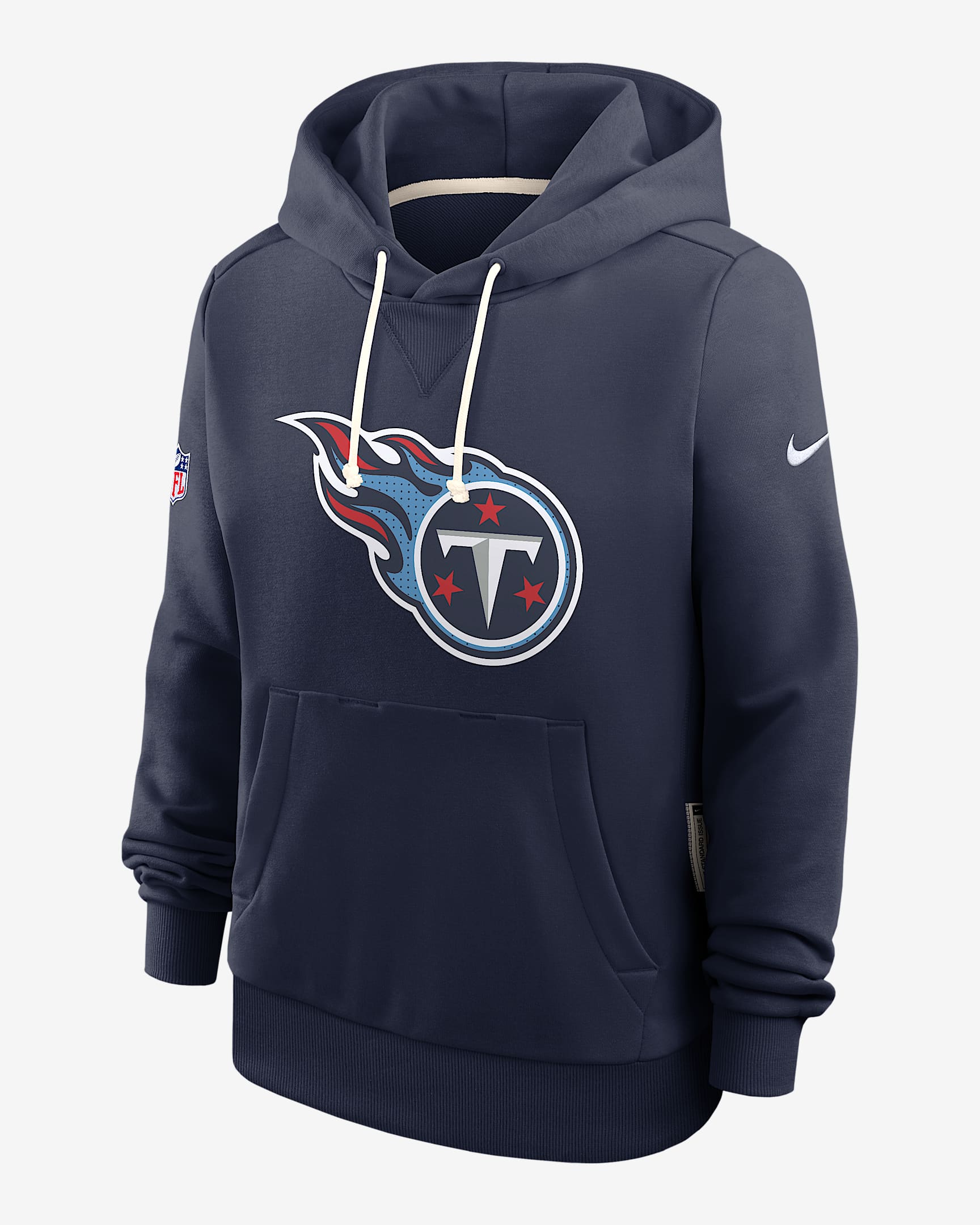 Sudadera con gorro sin cierre Nike Dri-FIT de la NFL para mujer Tennessee Titans Sideline - Azul marino