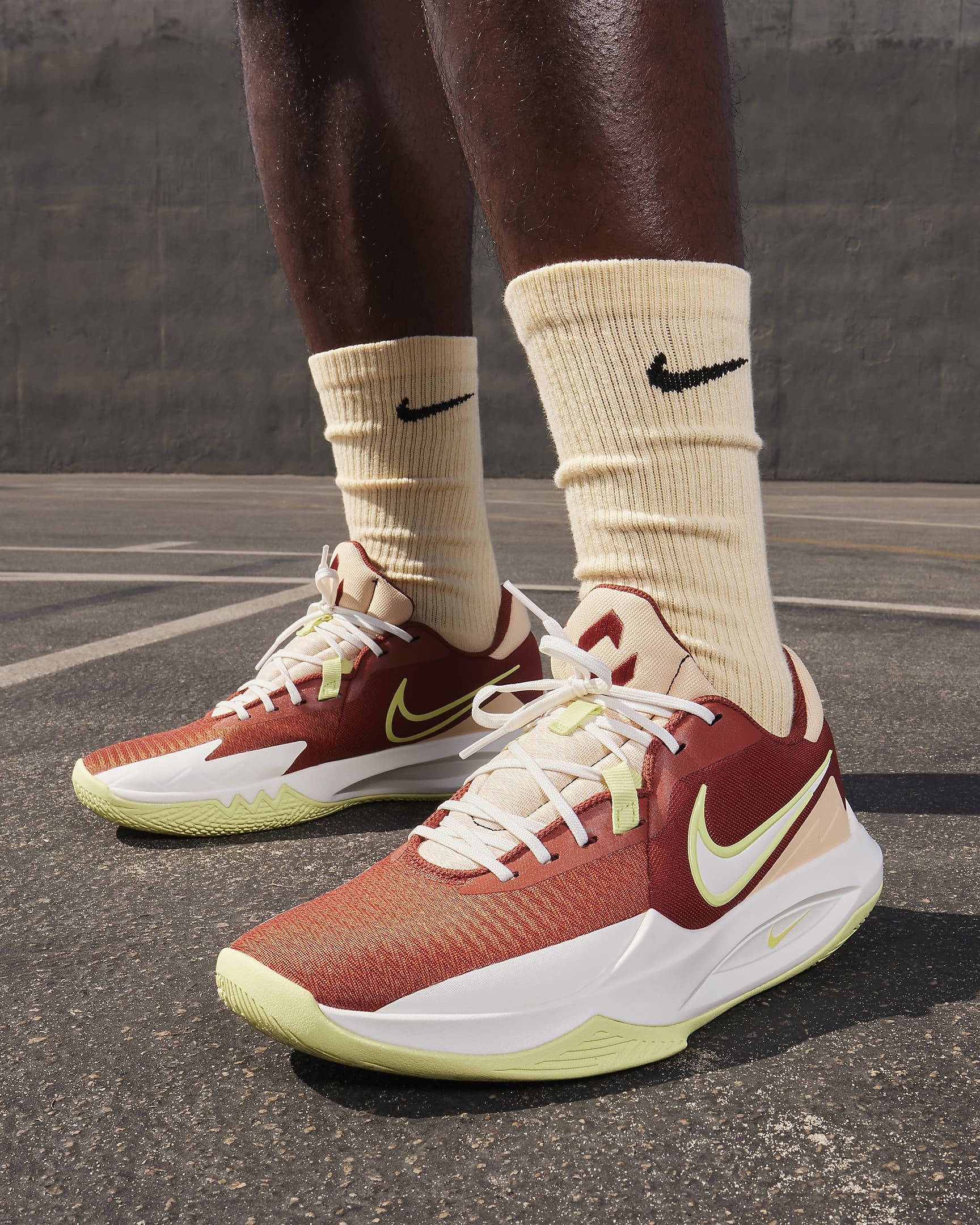 Nike Precision 6 Basketball Shoes - Rugged Orange/Ice Peach/Sail/Light Lemon Twist