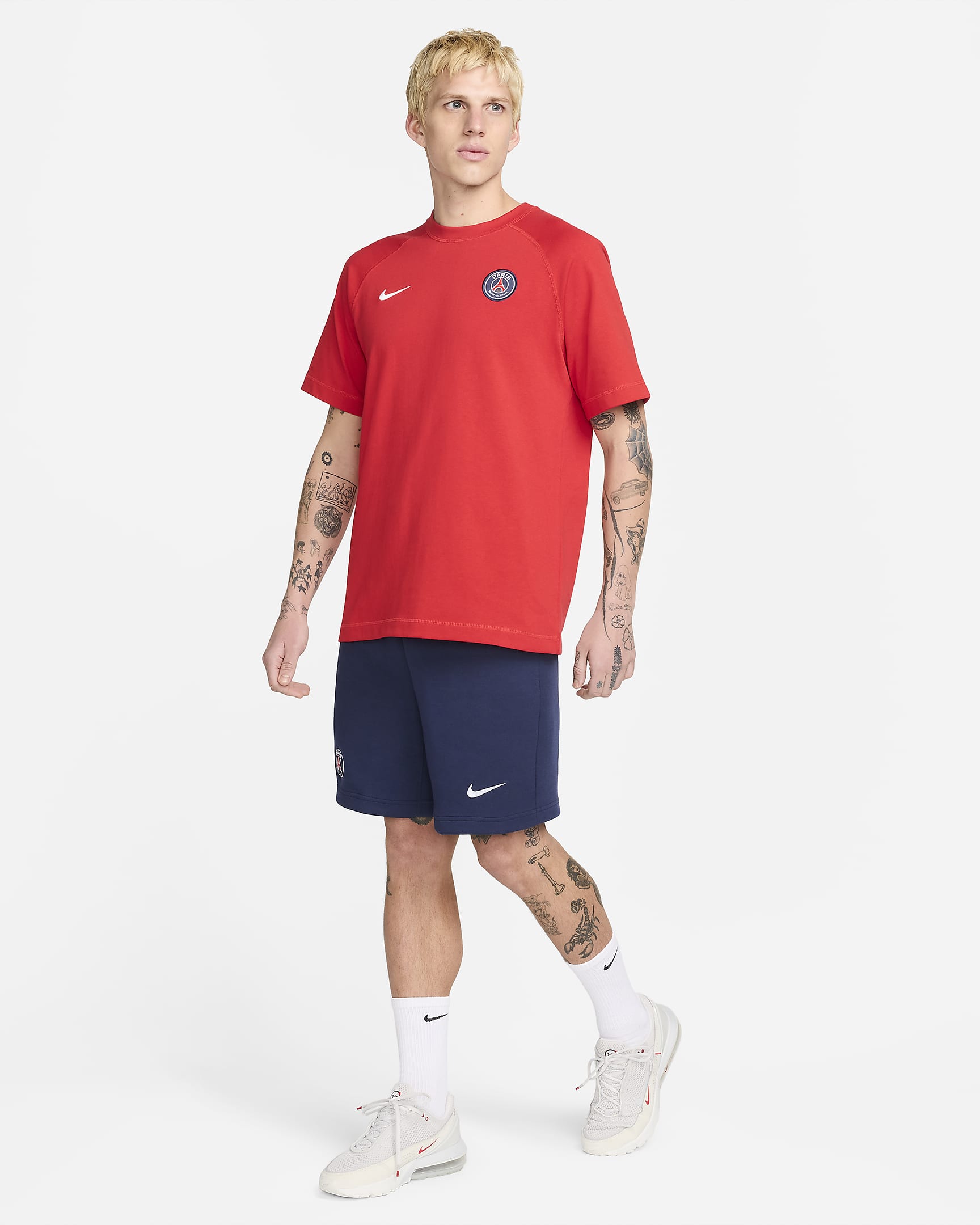 Paris Saint-Germain Travel 男款 Nike 足球短袖上衣 - University Red/白色