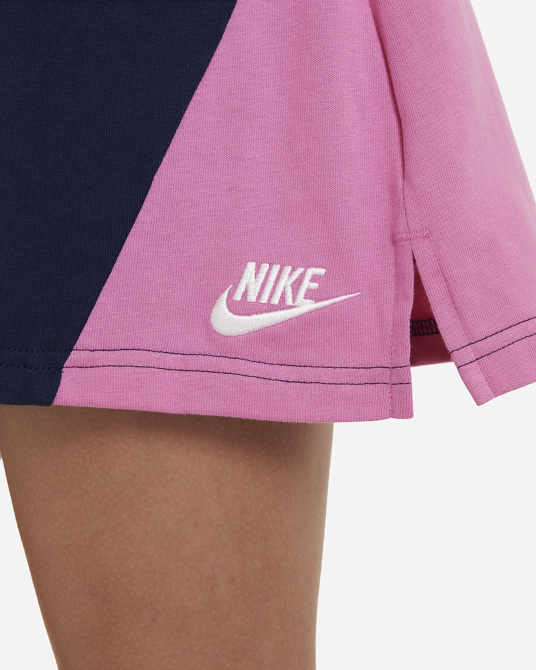 Nike Sportswear jerseyshorts til store barn (jente) - Midnight Navy/Pink Foam/Playful Pink/Hvit