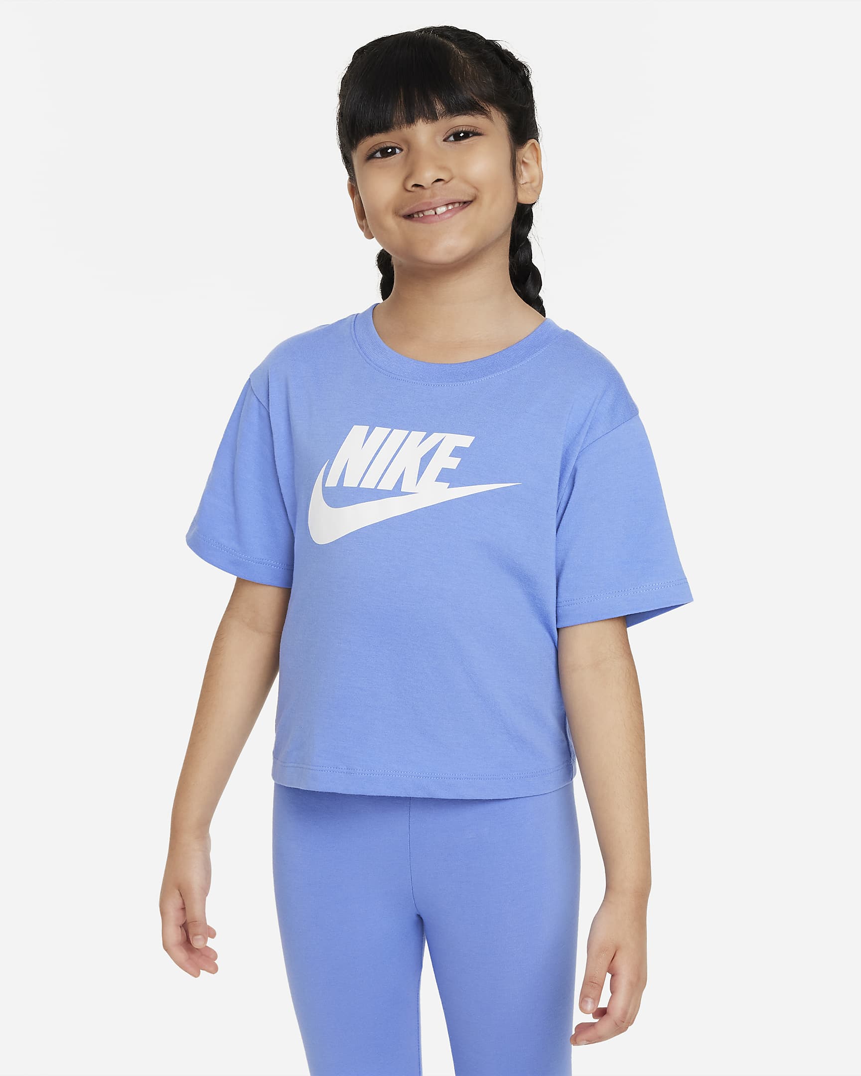 Playera de corte cuadrado para niños talla pequeña Nike Club - Polar