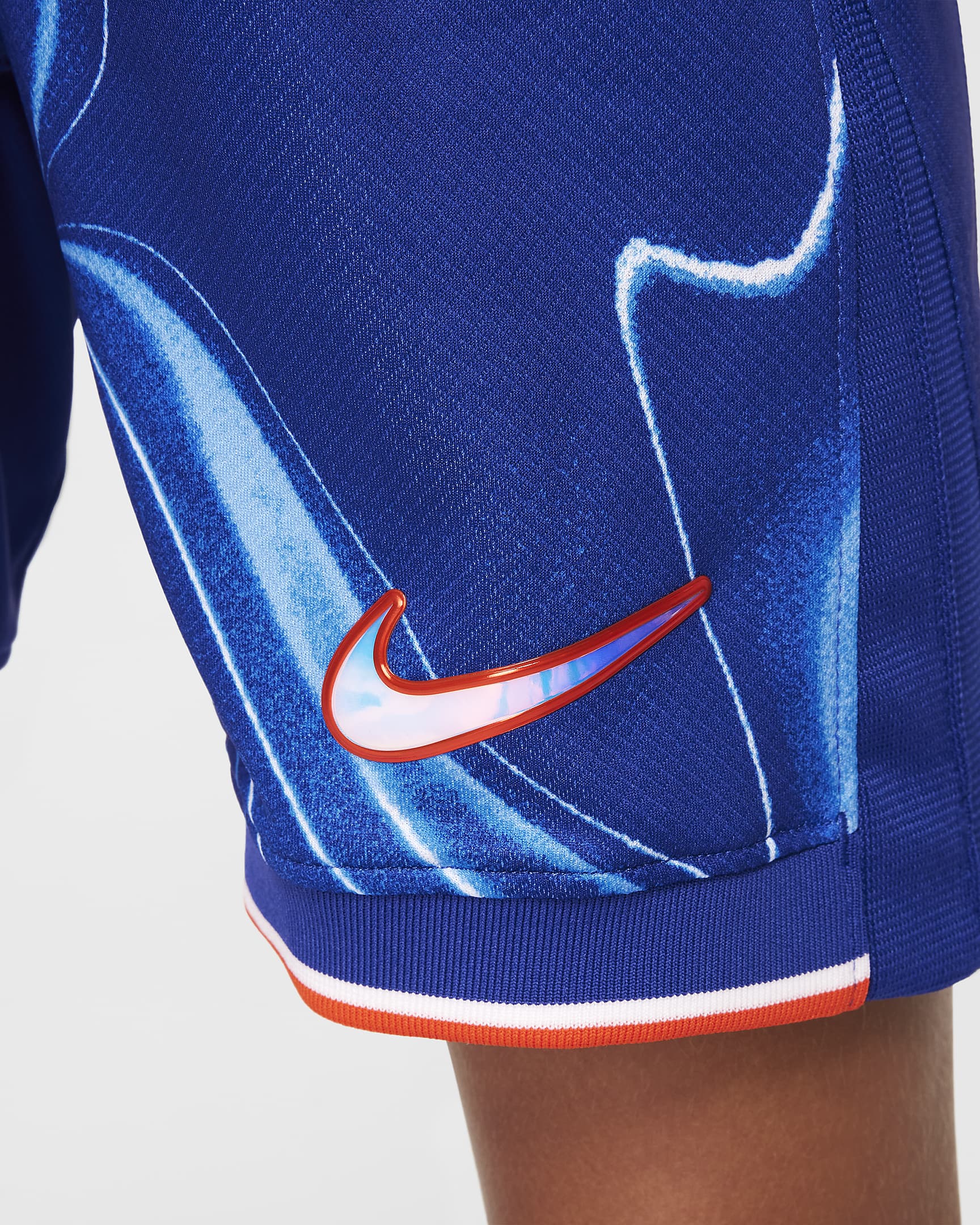 Short de foot replica Nike Dri-FIT Chelsea FC 2024/25 Stadium Domicile pour ado - Rush Blue/Team Orange/Blanc