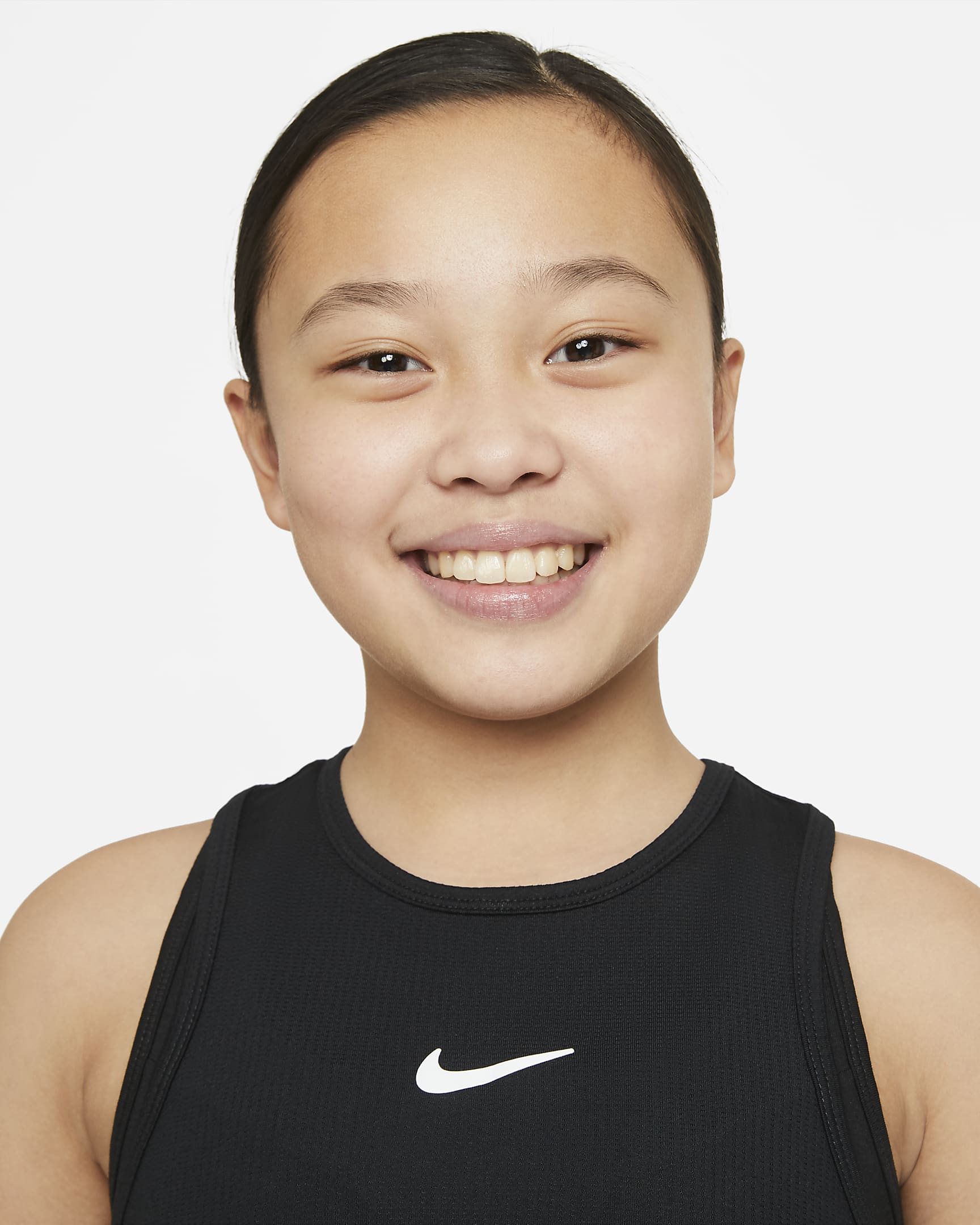 Nike Victory-Dri-FIT-tennistanktop til større børn (piger) - sort/sort/hvid