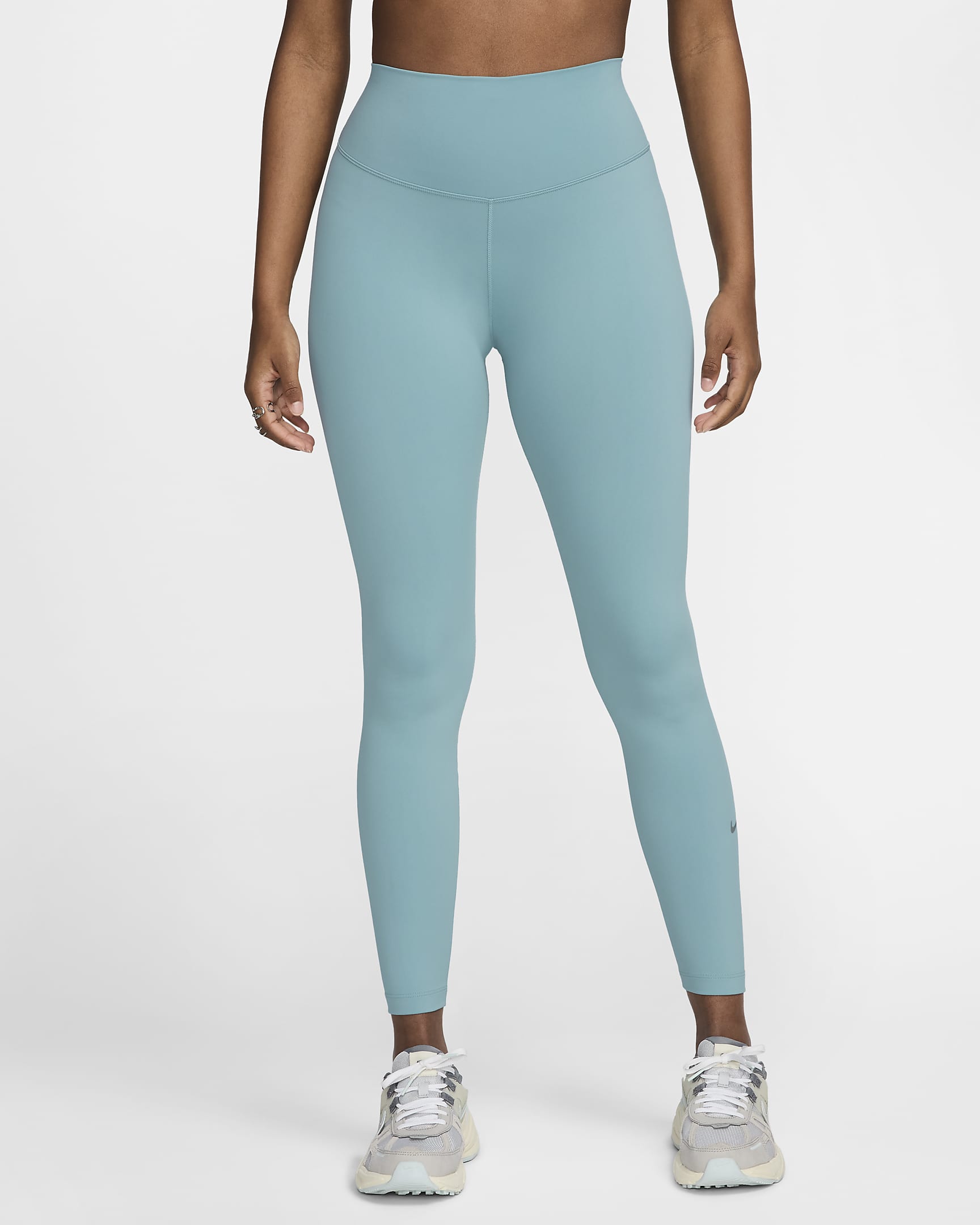 Nike One Leggings in voller Länge mit hohem Bund für Damen - Denim Turquoise/Schwarz