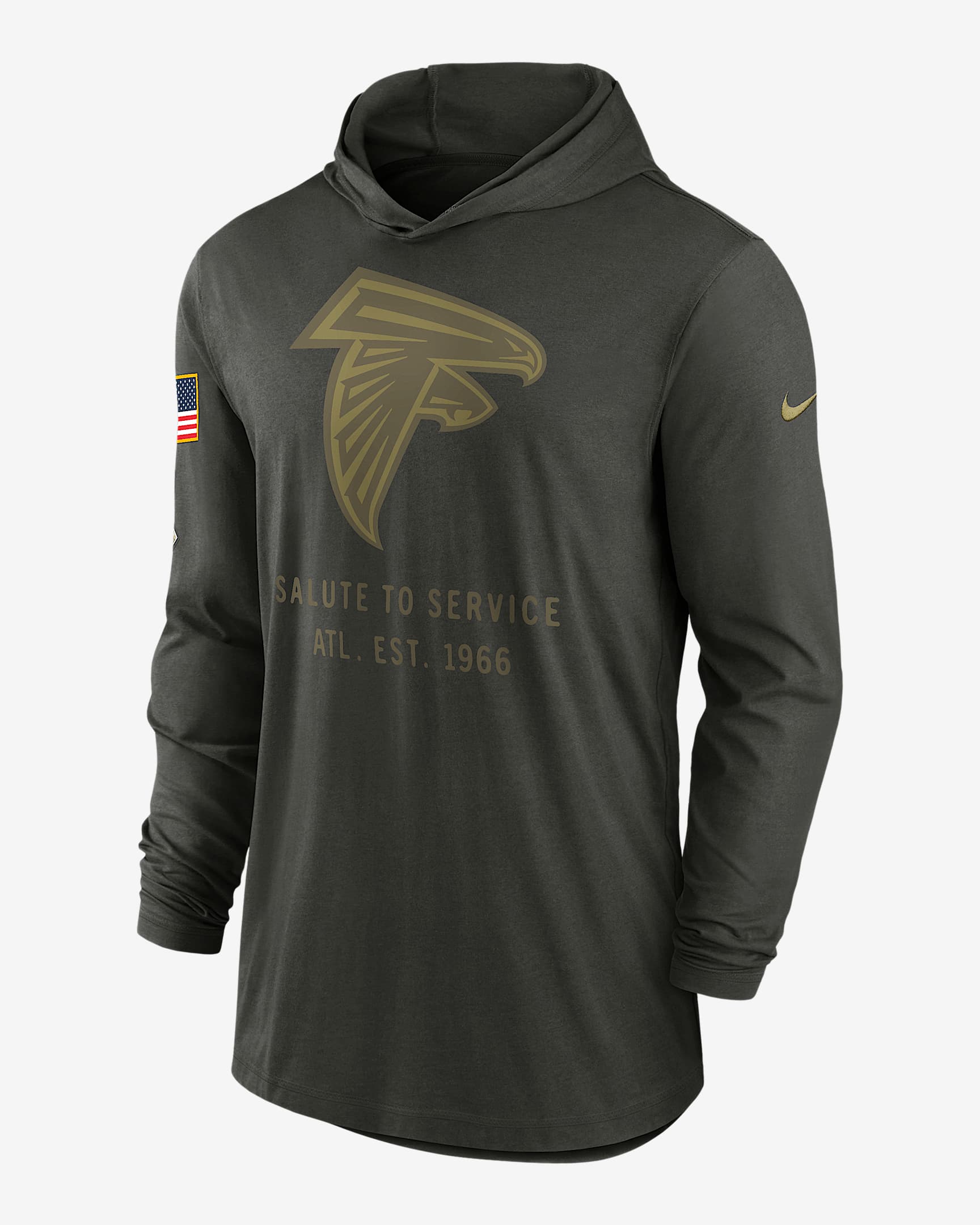 Atlanta Falcons Salute to Service Sideline Men’s Nike Dri-FIT NFL Long-Sleeve Hooded Top - Sequoia