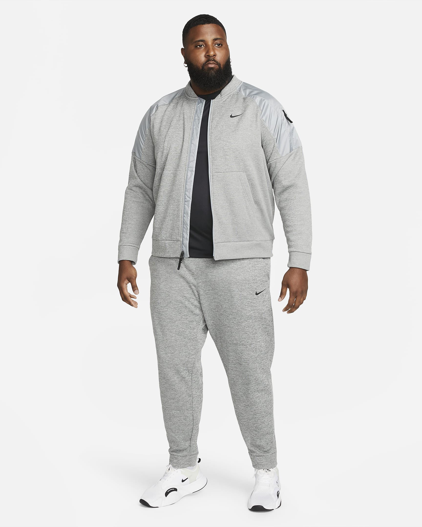 Nike Therma-FIT avsmalnet treningsbukse til herre - Dark Grey Heather/Particle Grey/Svart