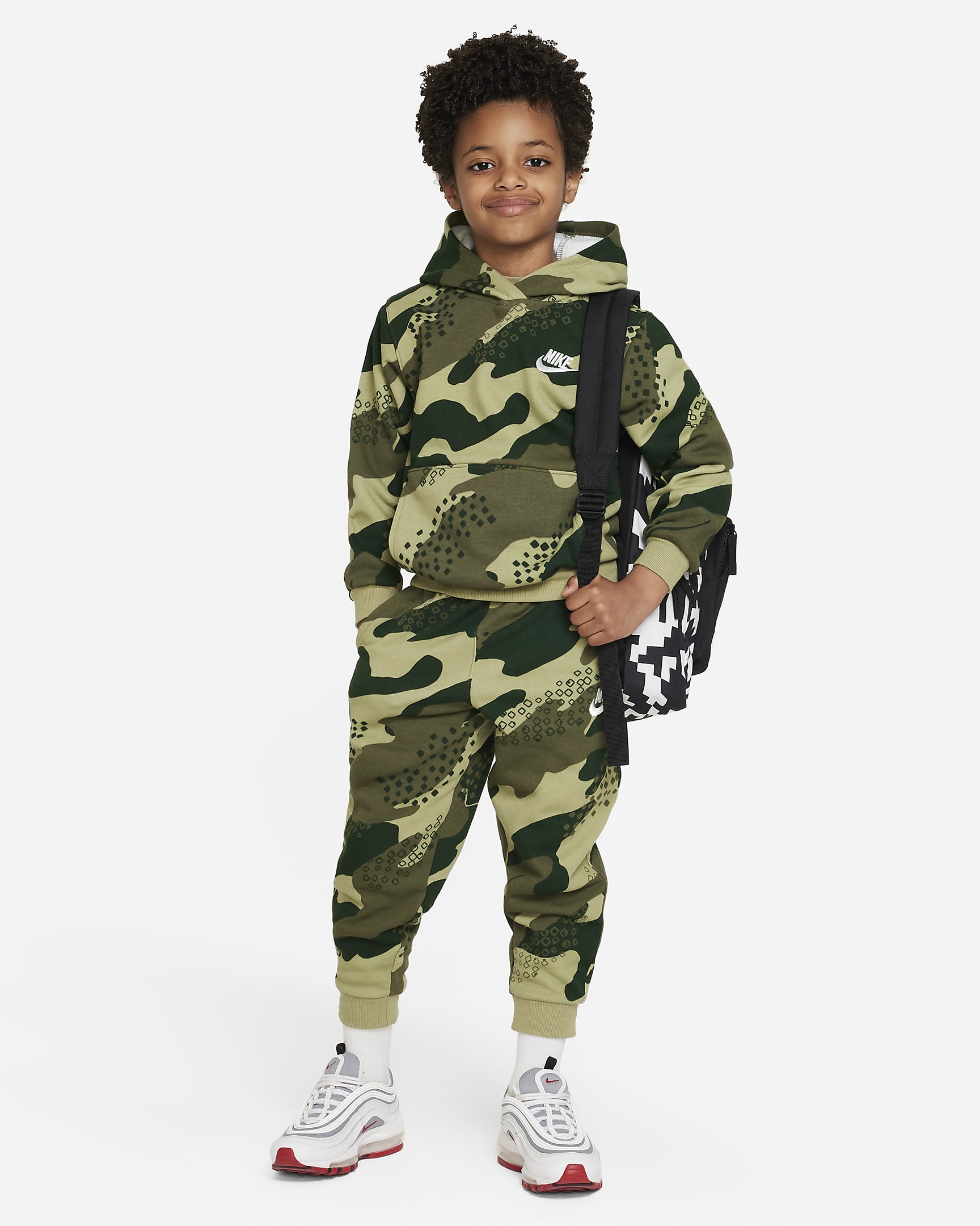 Nike Sportswear Club Camo Pullover Little Kids Hoodie - Neutral Olive