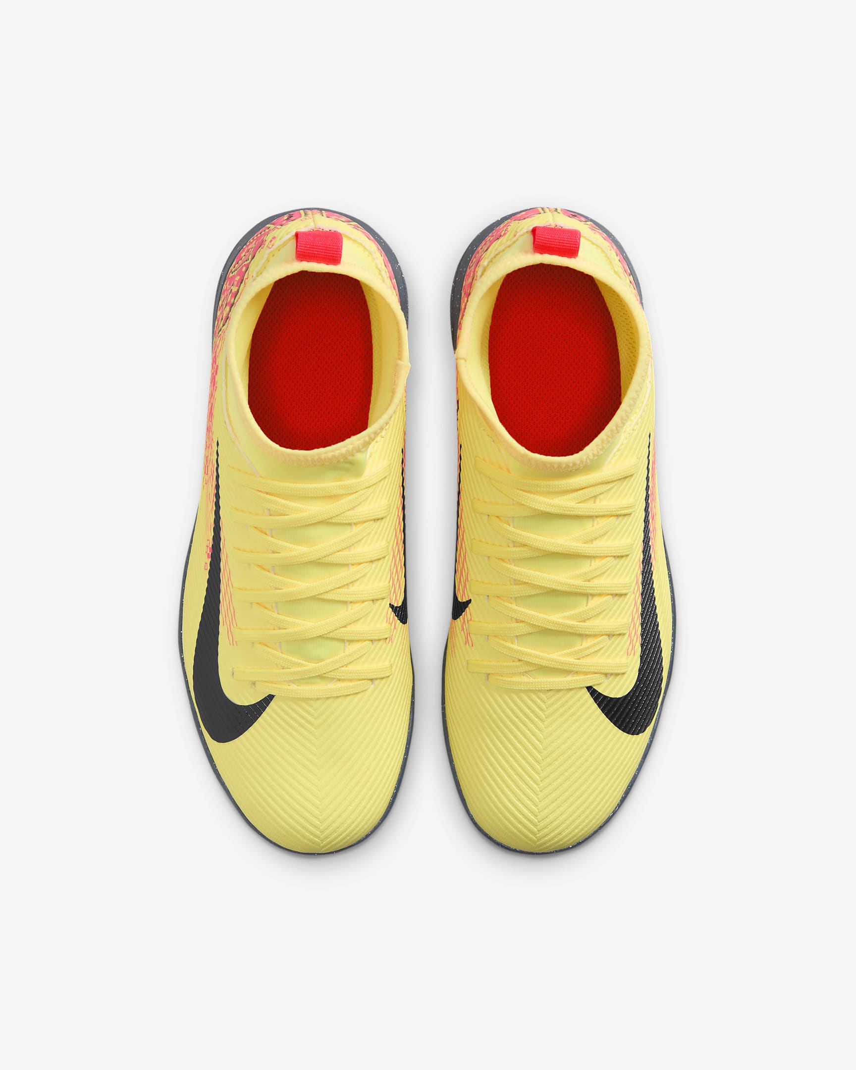 Tacos de fútbol TF high para niños talla grande Nike Jr. Mercurial Superfly 10 Club "Kylian Mbappé" - Naranja láser claro/Azul marino militar