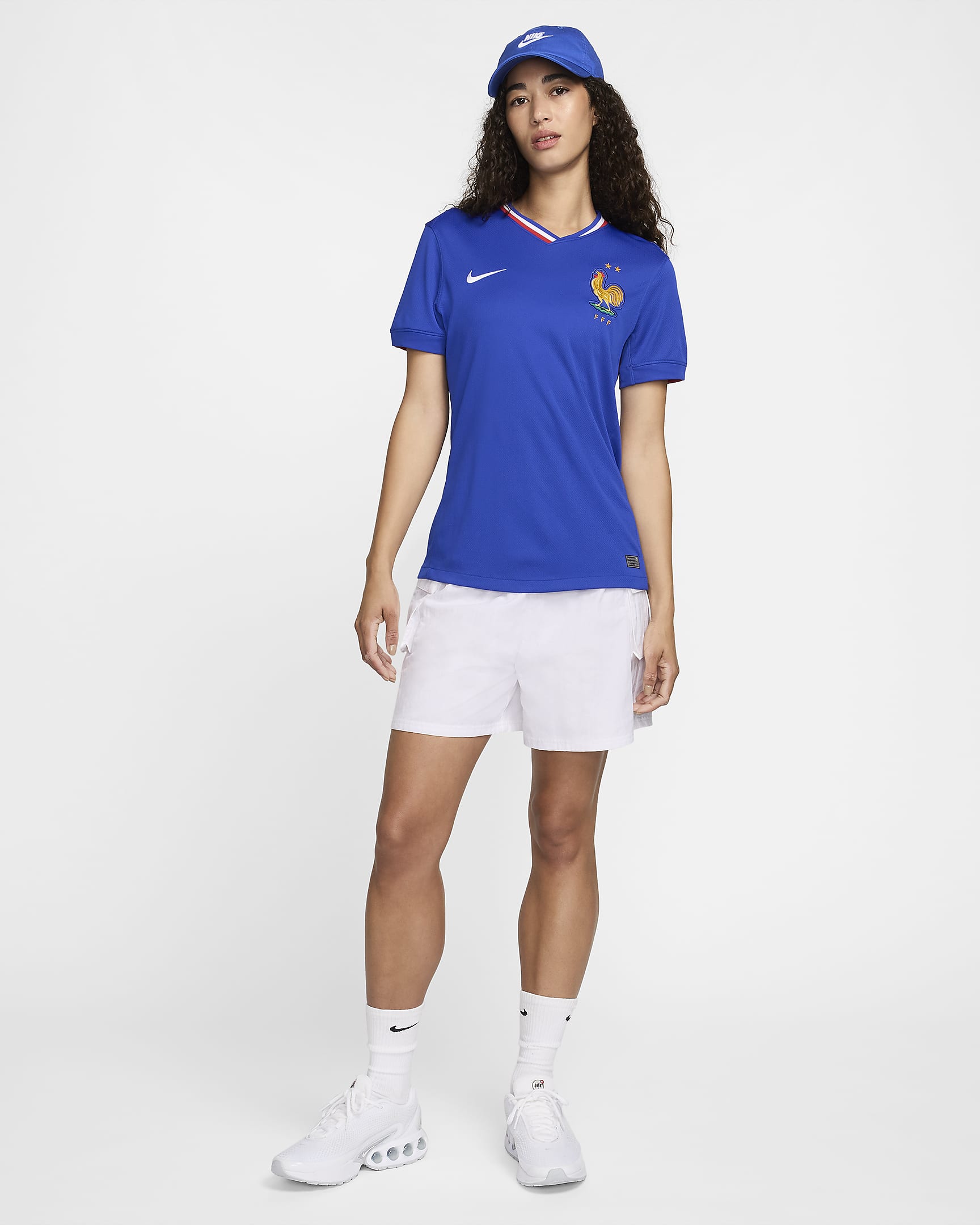 FFF (herenelftal) 2024/25 Stadium Thuis Nike Dri-FIT replica voetbalshirt voor dames - Bright Blue/University Red/Wit