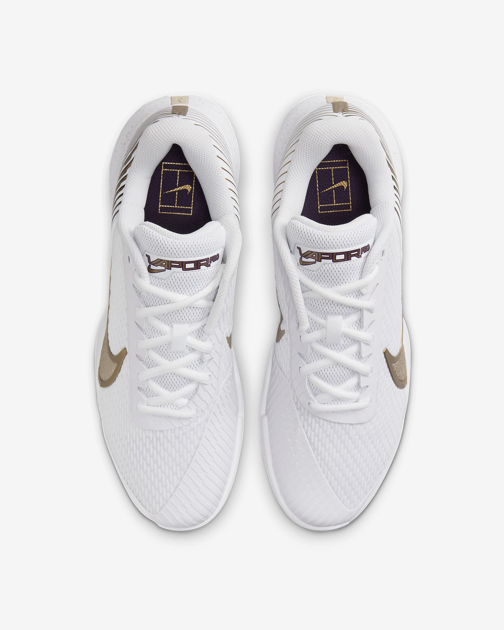 NikeCourt Vapor Pro 2 hardcourt-tennissko til mænd - hvid/Grand Purple/Metallic Gold Grain