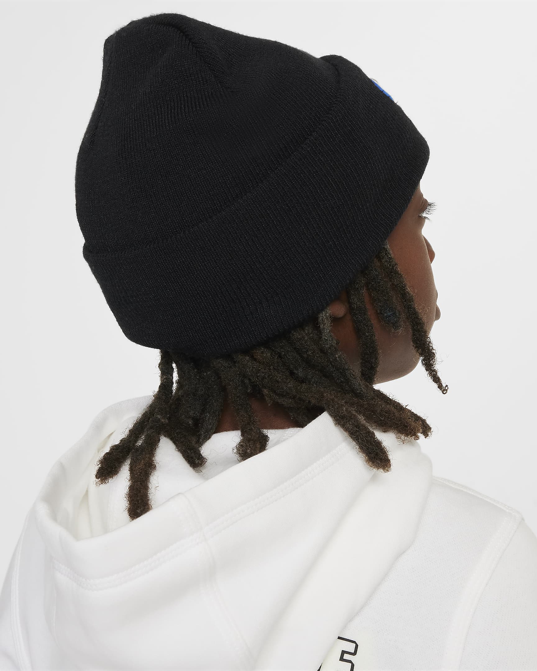 Nike Peak-beanie til større børn - sort/Photo Blue