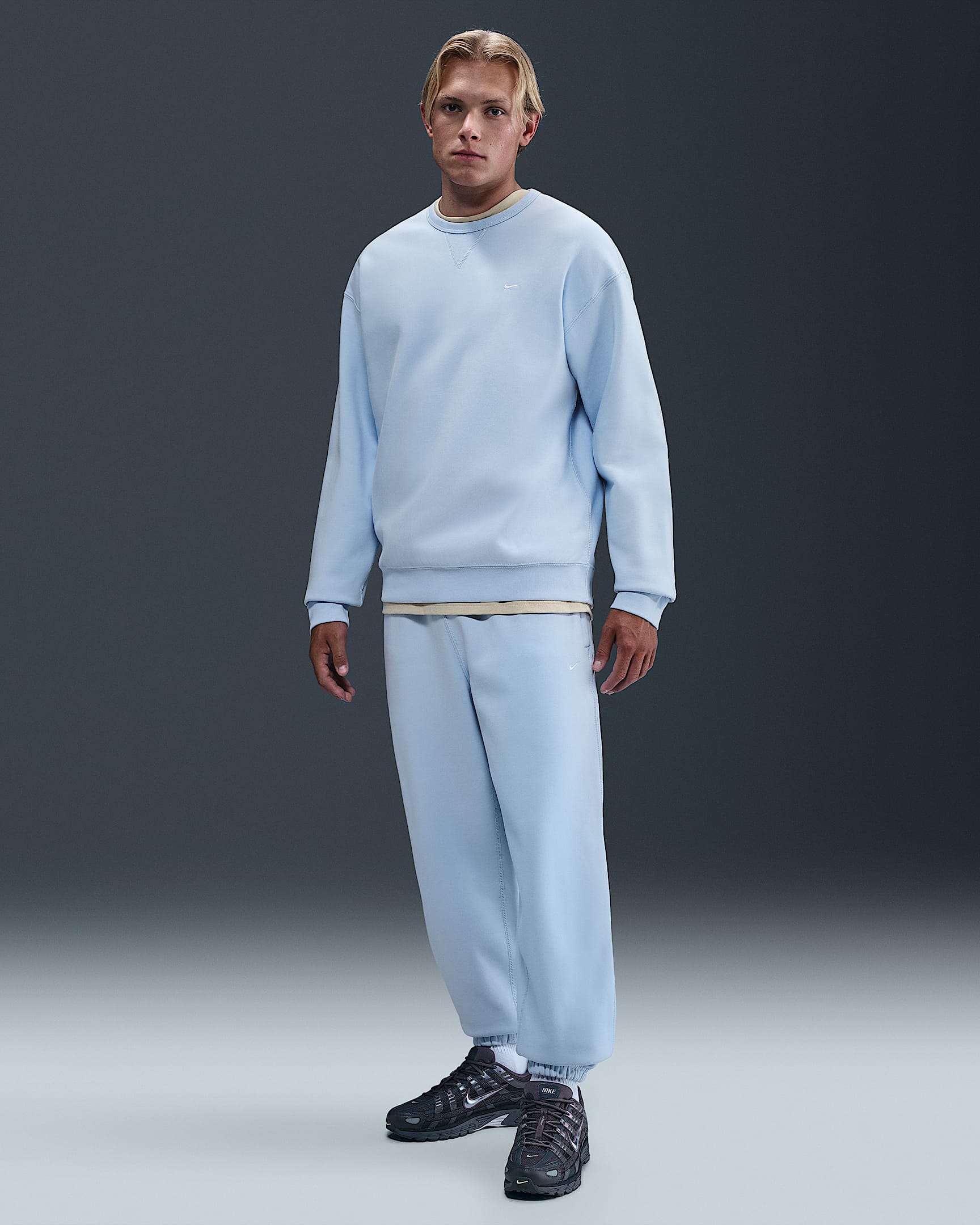 Nike Solo Swoosh Men's Cuffed Fleece Trousers - Celestine Blue/Celestine Blue/White
