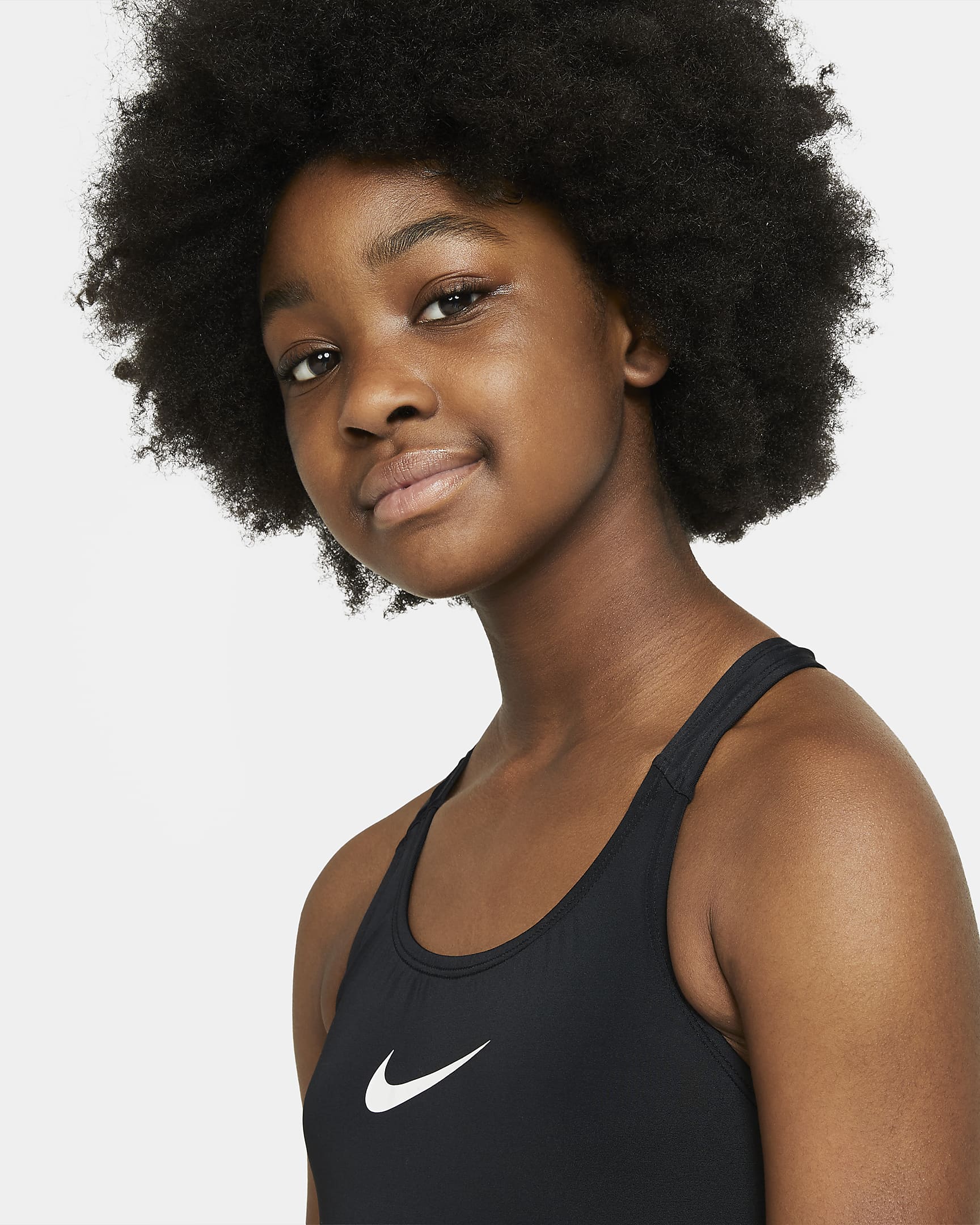 Nike Essential Older Kids' (Girls') Racerback 1-Piece Swimsuit - Black/White