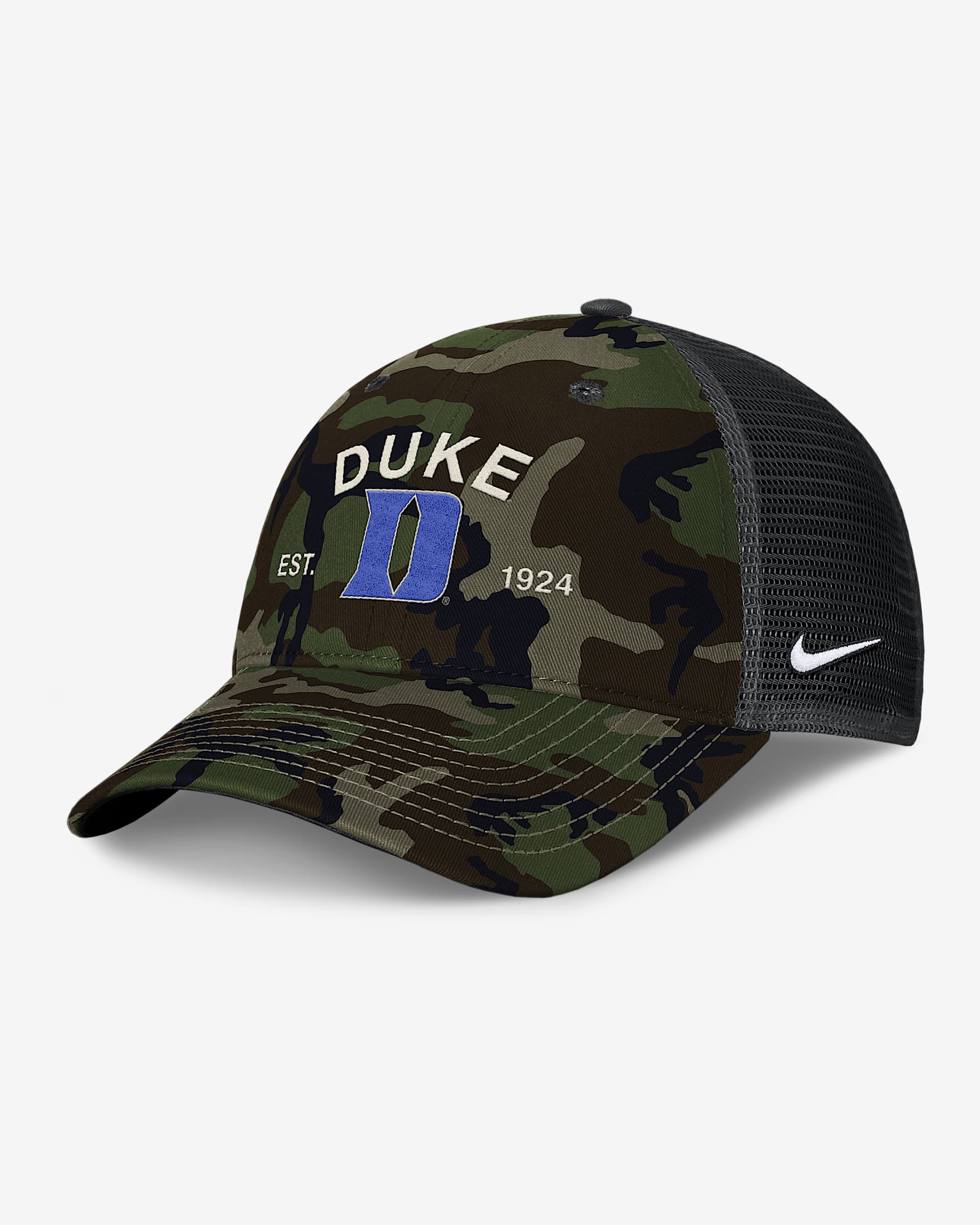 Duke 2025 Military Appreciation Rise Men's Nike College Trucker Adjustable Hat - Olive