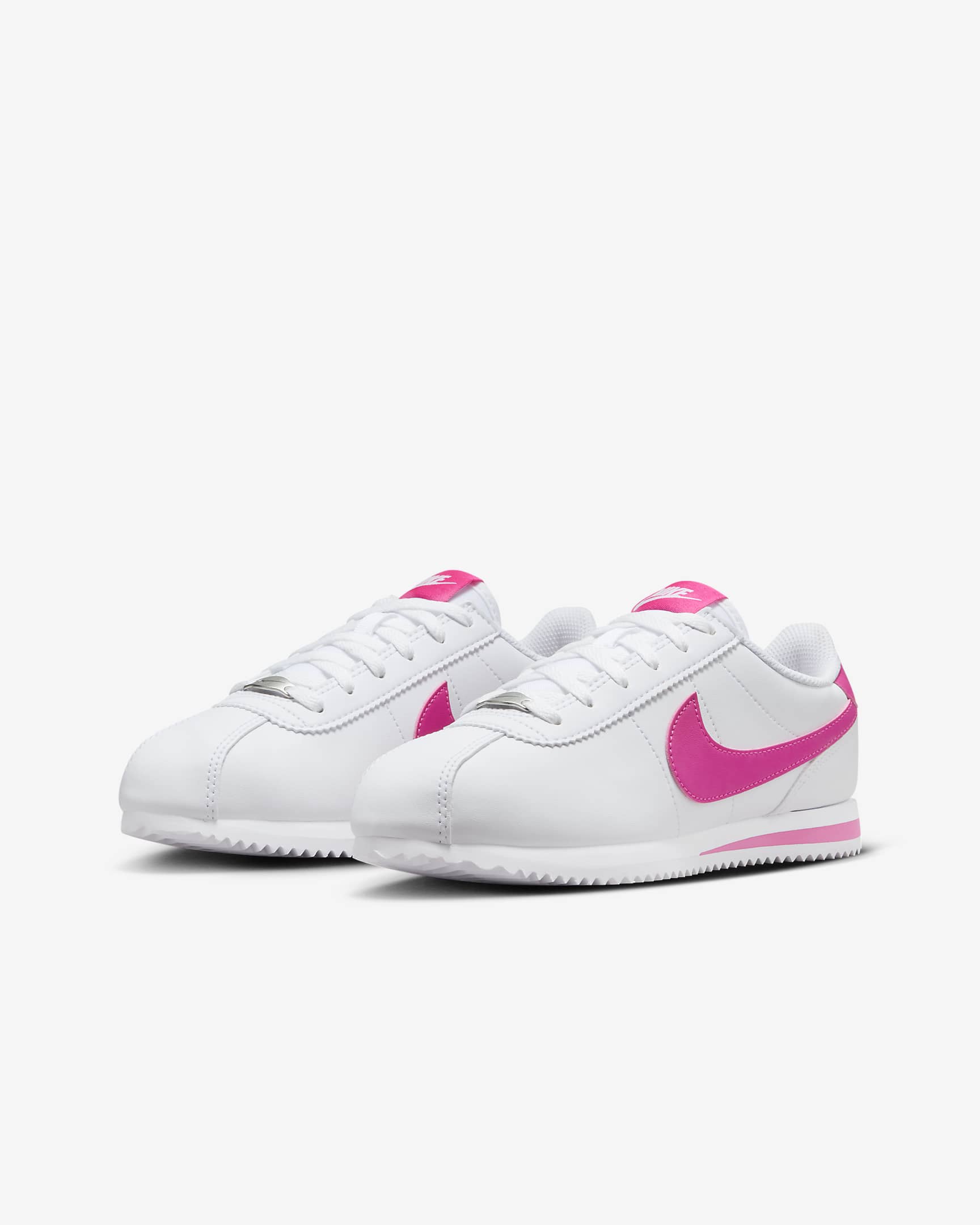 Nike Cortez Older Kids' Shoes - White/Laser Fuchsia