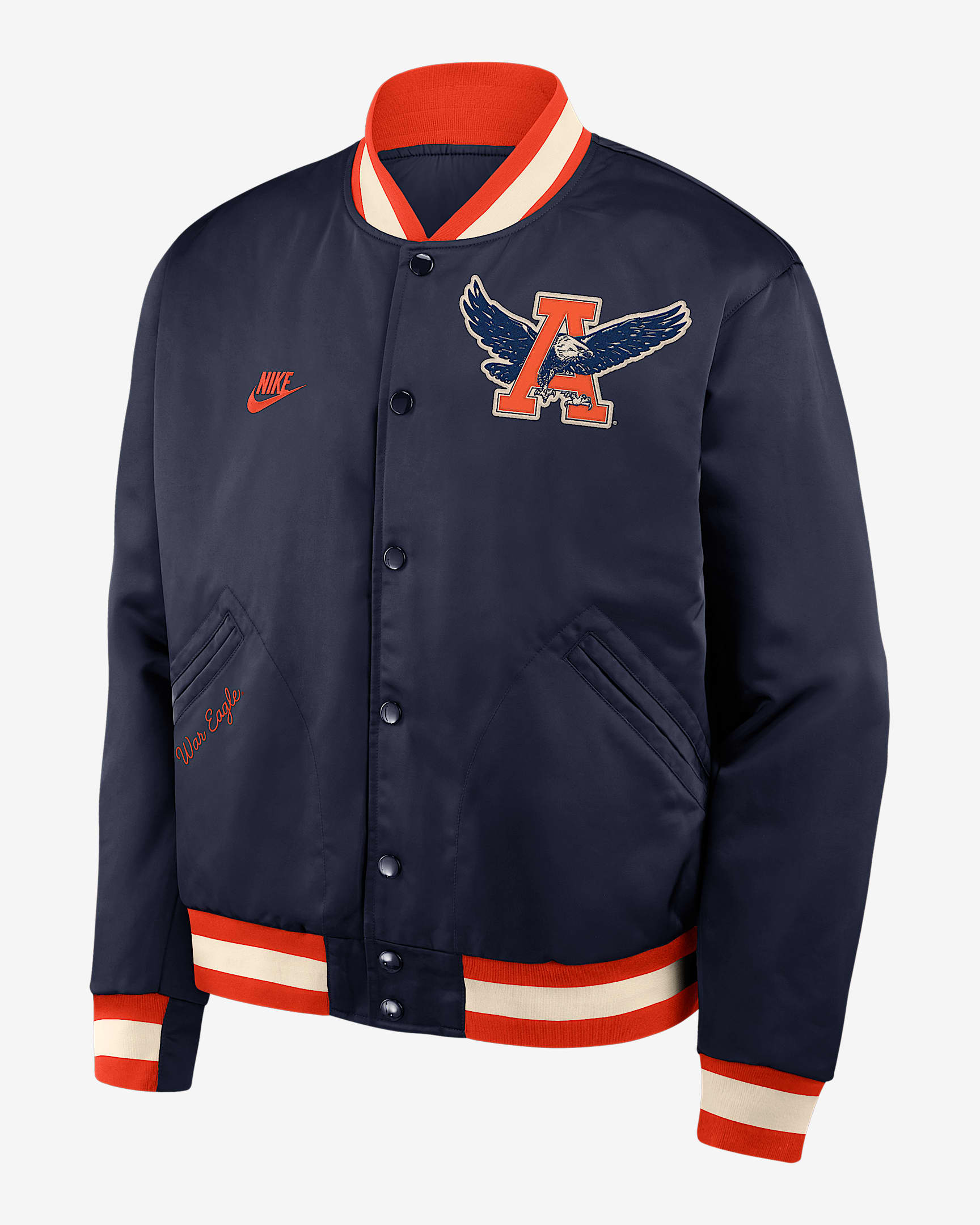Auburn Legacy Men's Nike College Full-Snap Bomber Jacket - Navy