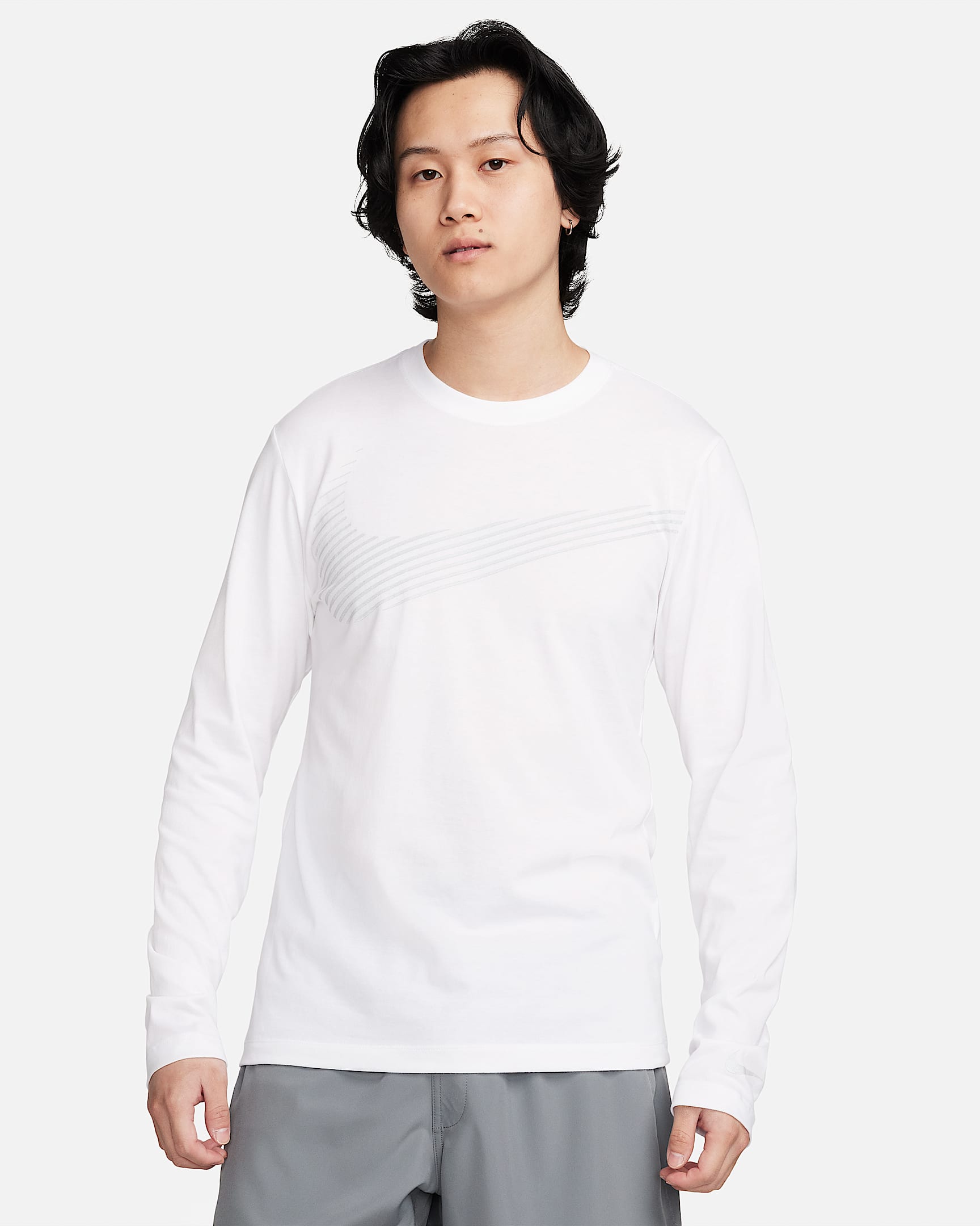 ナイキ メンズ Dri-FIT ロングスリーブ フィットネス Tシャツ - ホワイト
