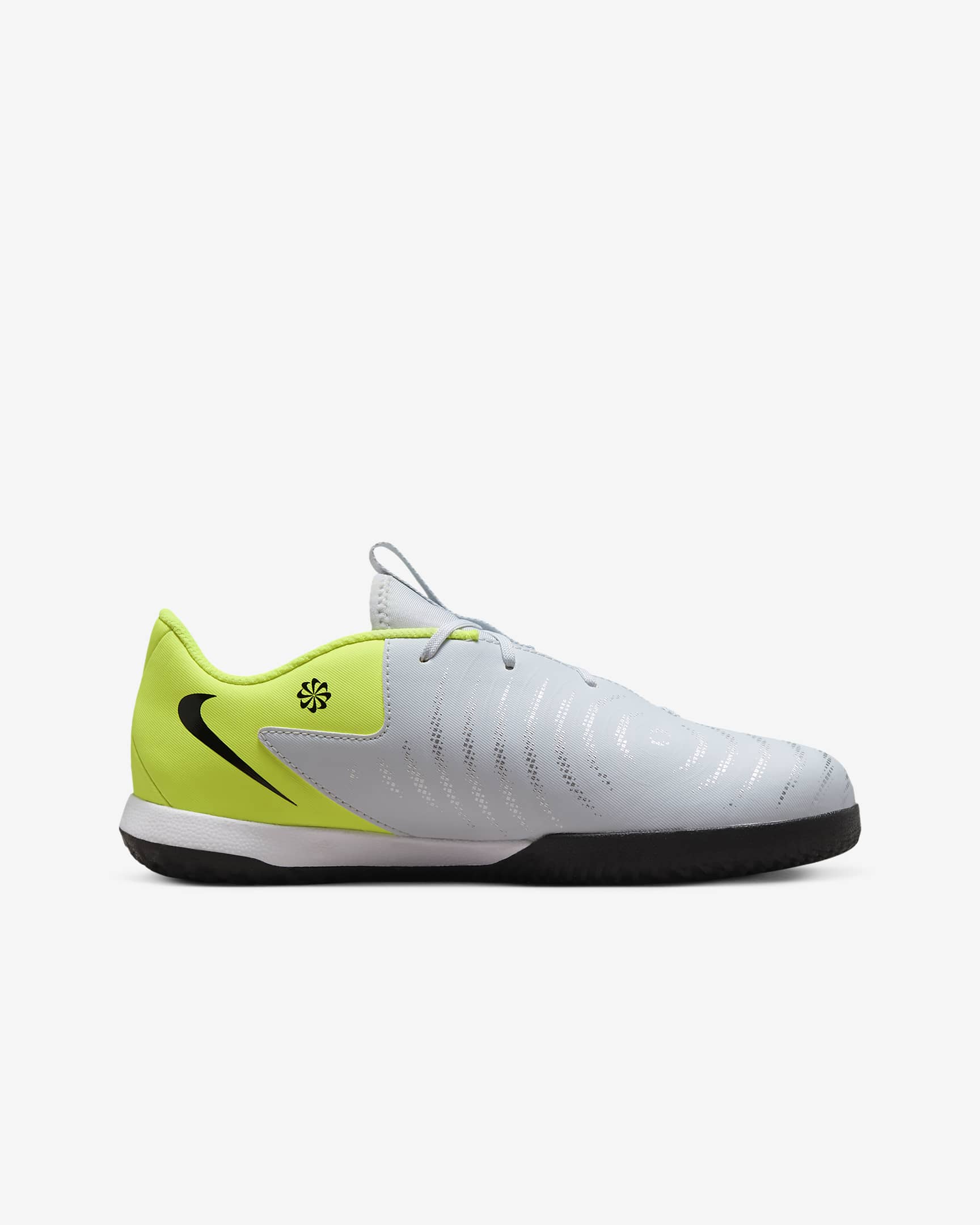 Nike Jr. Phantom GX 2 Academy Younger/Older Kids' IC Football Shoes - Metallic Silver/Volt/Black