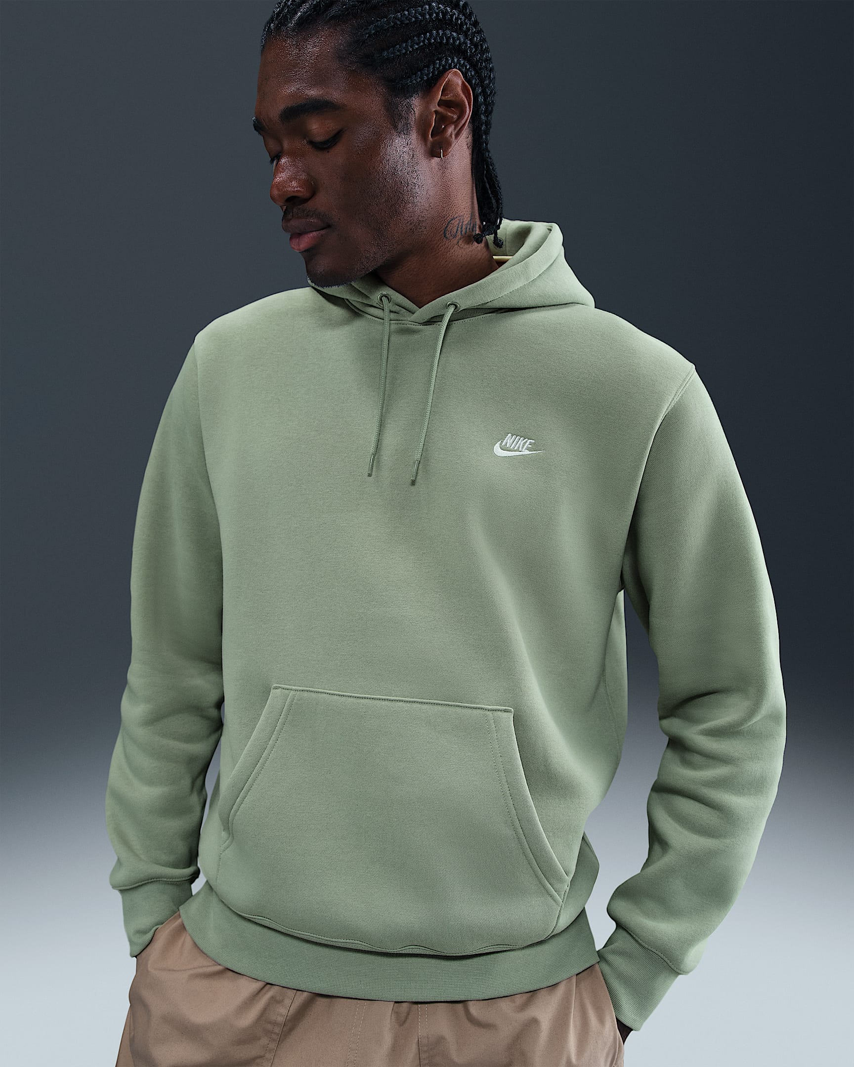 Sweat à capuche en Fleece Nike Club pour homme - Jade Horizon/Jade Horizon/Blanc