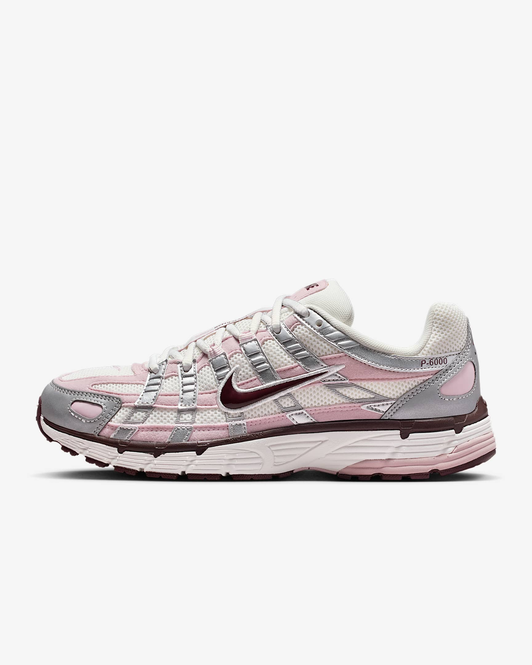 Nike P-6000 Women's Shoes - Summit White/Metallic Silver/Burgundy Crush/Plum Chalk