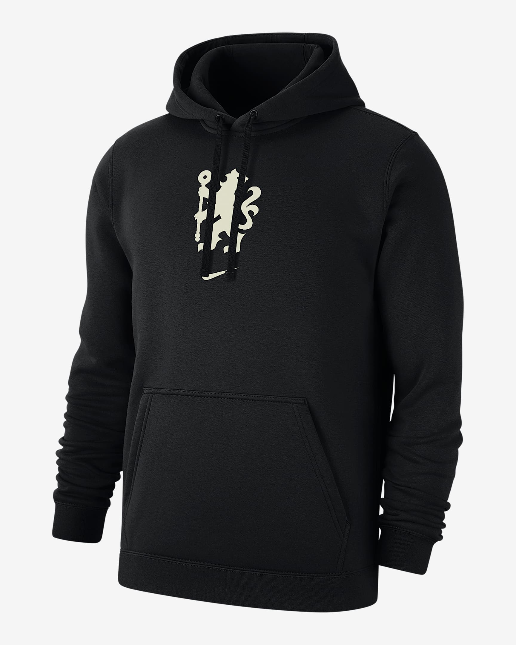 Sudadera de fútbol con gorro sin cierre Nike de tejido Fleece para hombre Chelsea FC Club - Negro