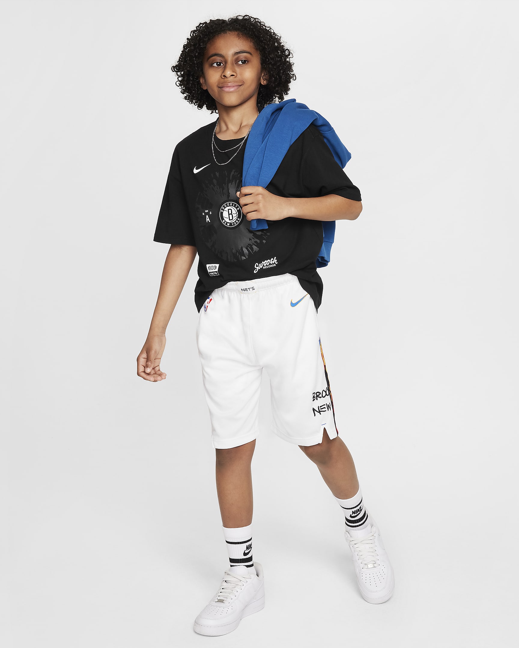 Brooklyn Nets Older Kids' Nike Dri-FIT NBA Swingman Shorts - White