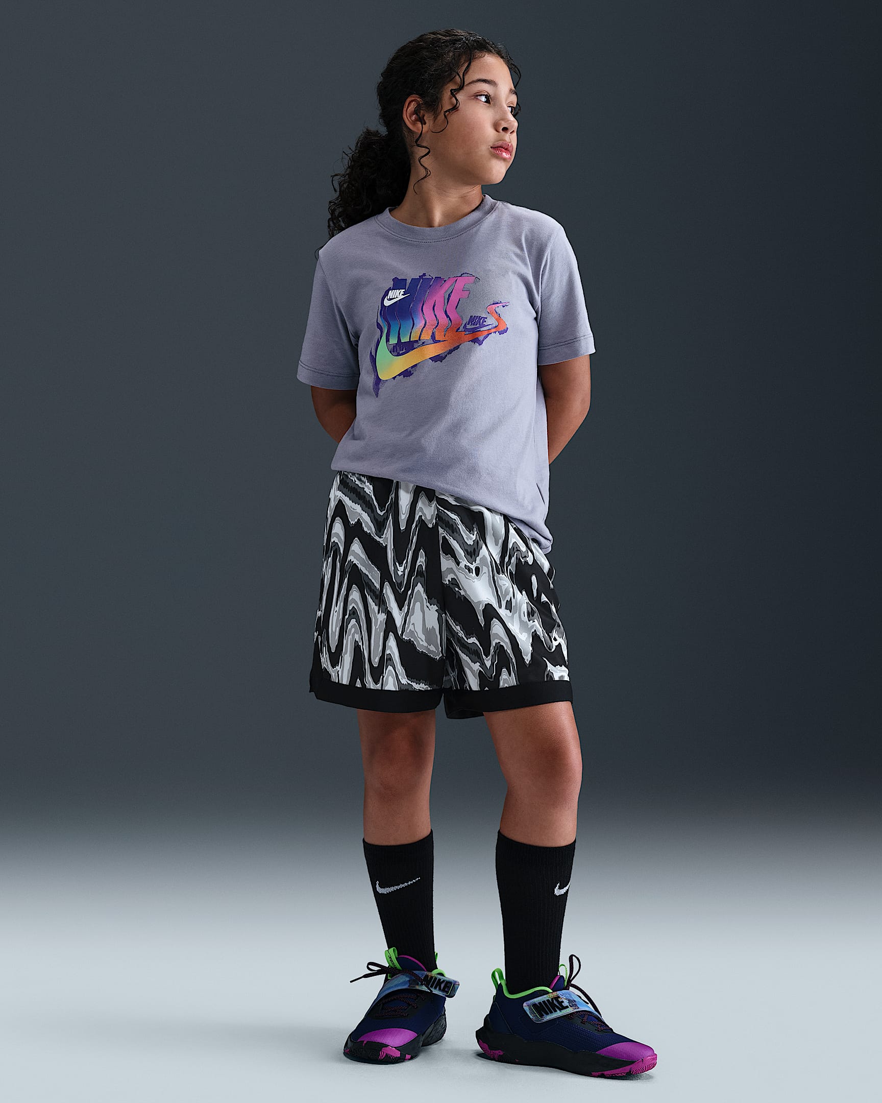 Nike Court Big Kids' Dri-FIT 5" Basketball Shorts - Black/White