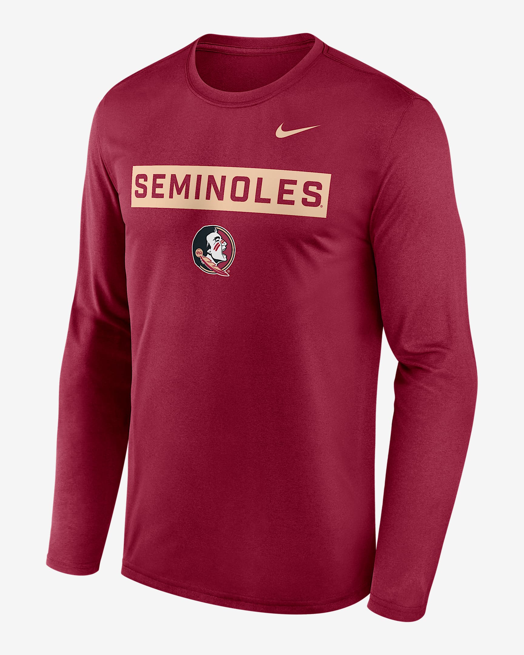 Playera de manga larga universitaria Nike Dri-FIT para hombre Florida State Primetime Legend 2-Hit - Granate