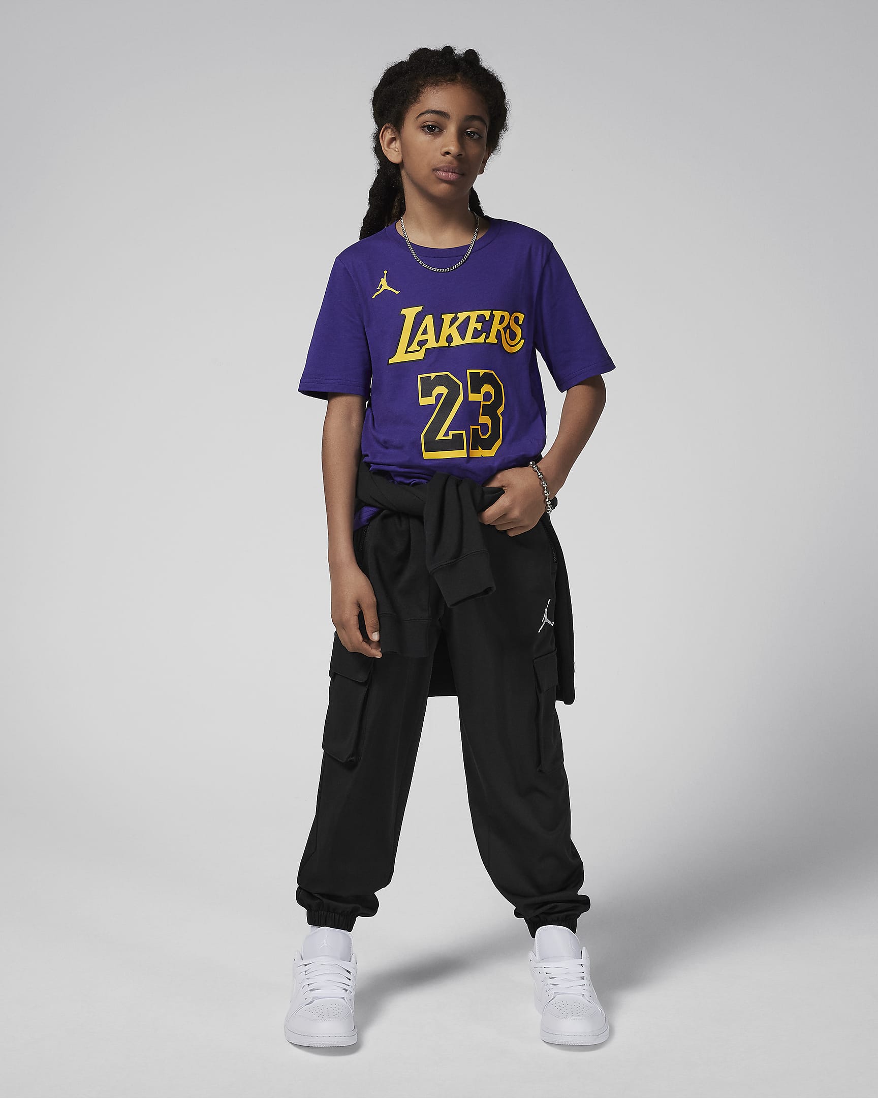 LeBron James Los Angeles Lakers Statement Edition Jordan NBA-t-shirt för ungdom - Court Purple