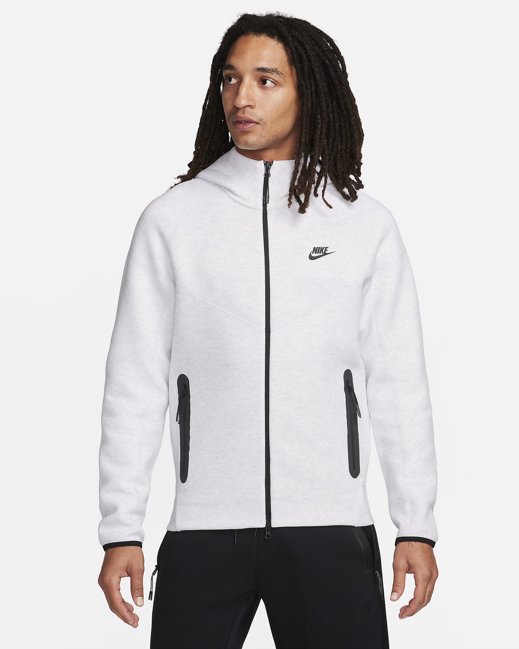 Sudadera con gorro de cierre completo para hombre Nike Sportswear Tech Fleece Windrunner - Abedul jaspeado/Negro