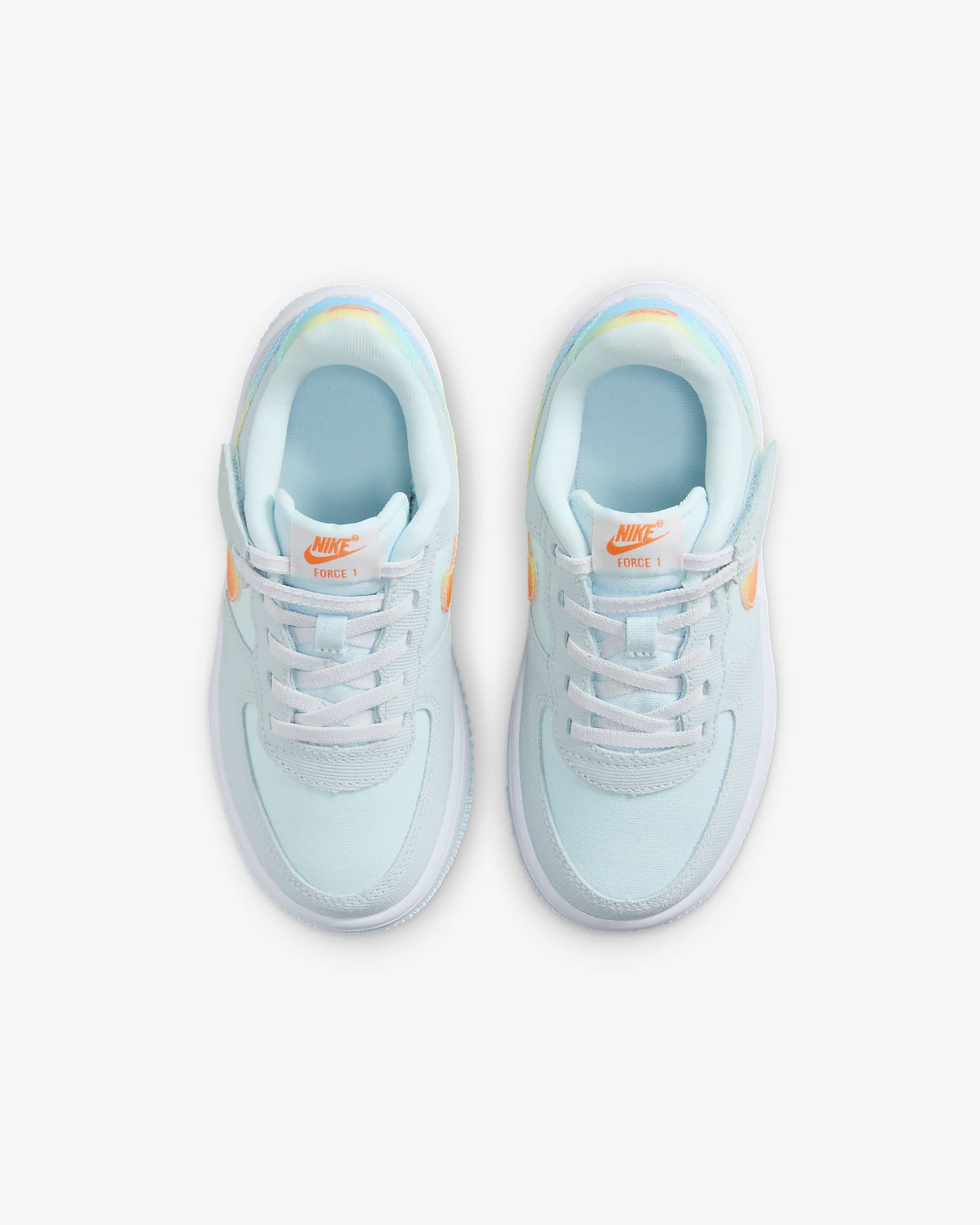 Nike Force 1 Low EasyOn Younger Kids' Shoes - Glacier Blue/Light Lemon Twist/Aquarius Blue/Total Orange