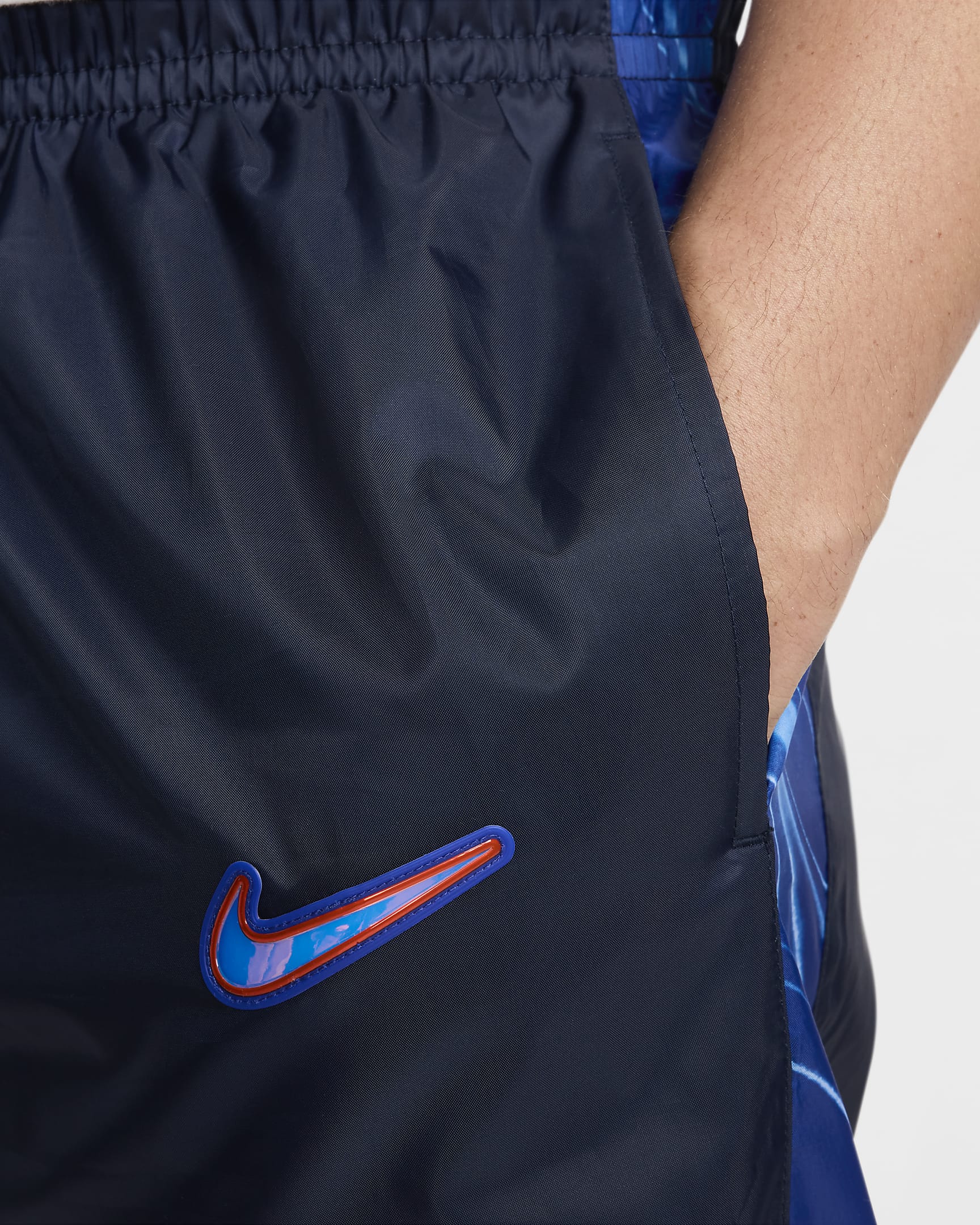 Chelsea FC Nike geweven voetbaltrainingspak met capuchon voor heren - Obsidian/Obsidian/Wit