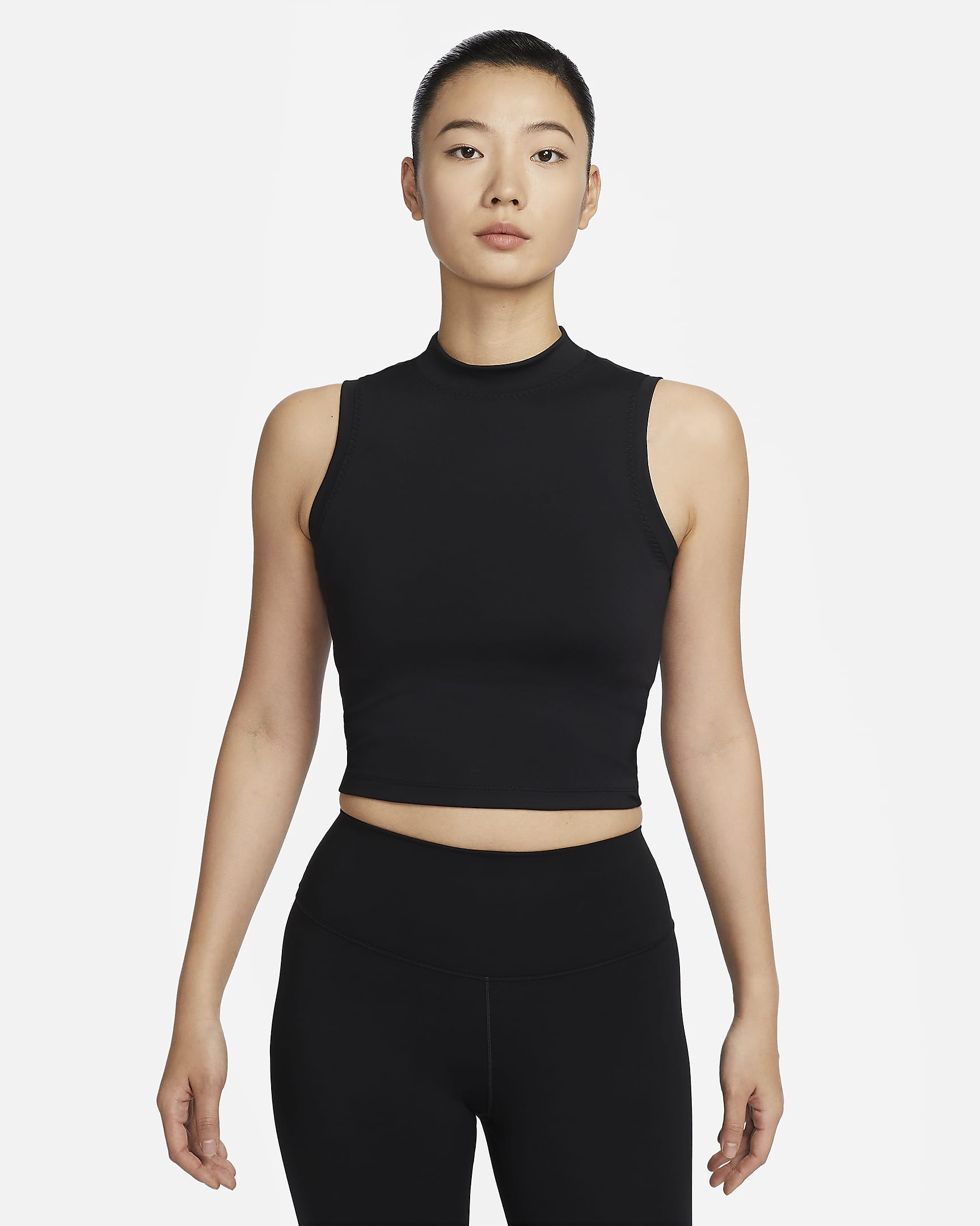 Nike One Fitted Women's Dri-FIT Mock-Neck Cropped Tank Top - Black