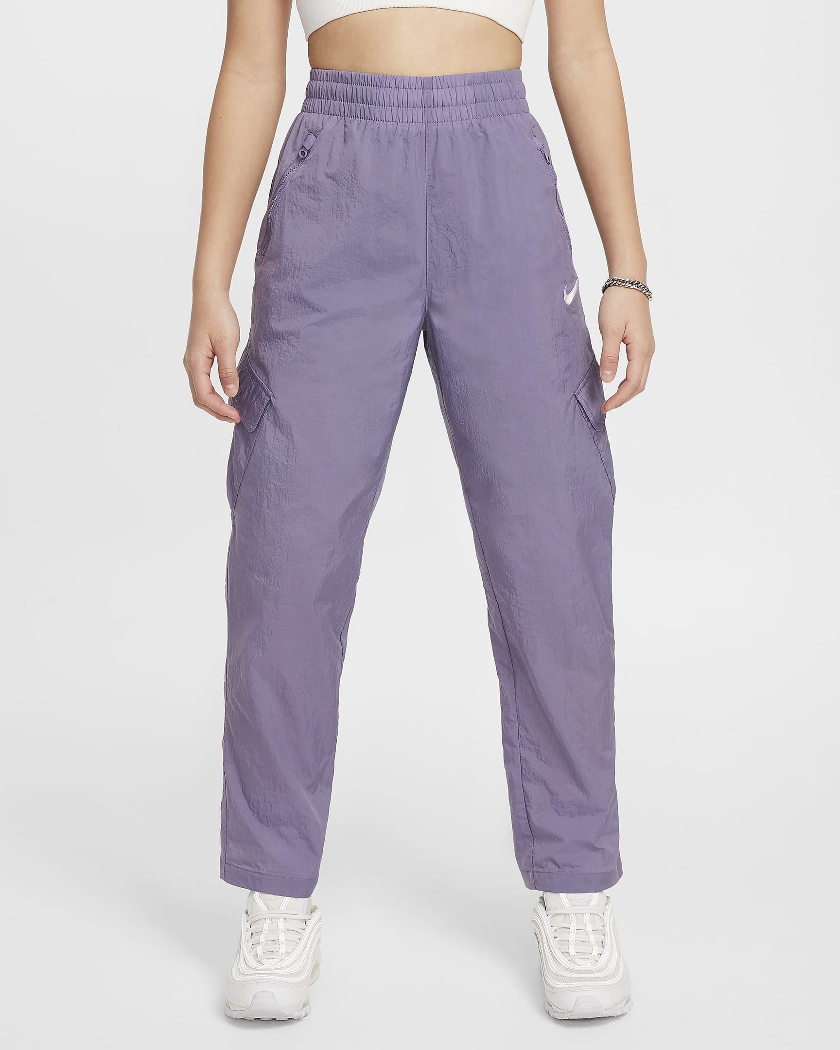 Nike Sportswear Big Kids' (Girls') High-Waisted Woven Cargo Pants - Daybreak